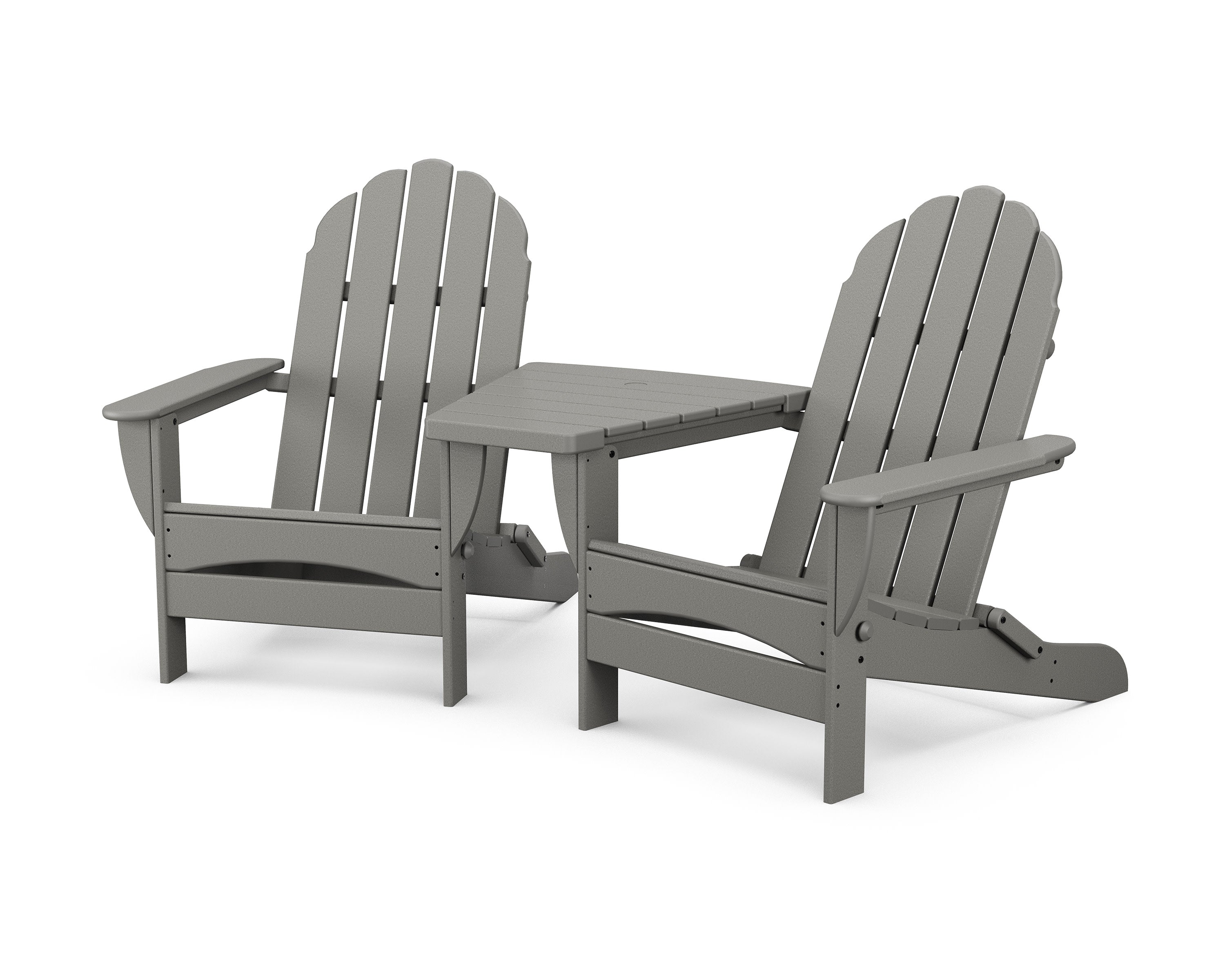 Classic Oversized Adirondacks with Angled Connecting Table