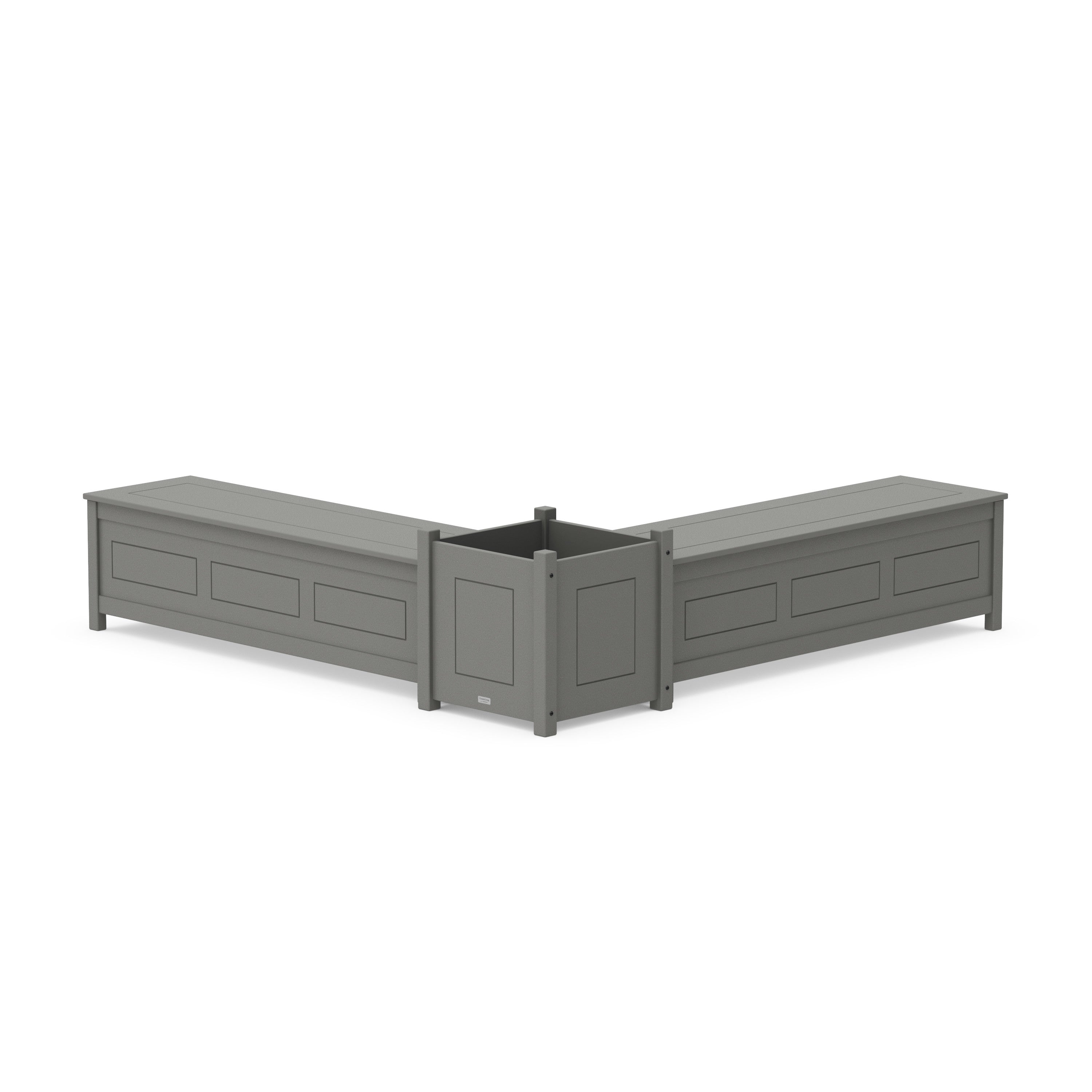 60" Country Living L- Shaped Planter Storage Bench Set- Large