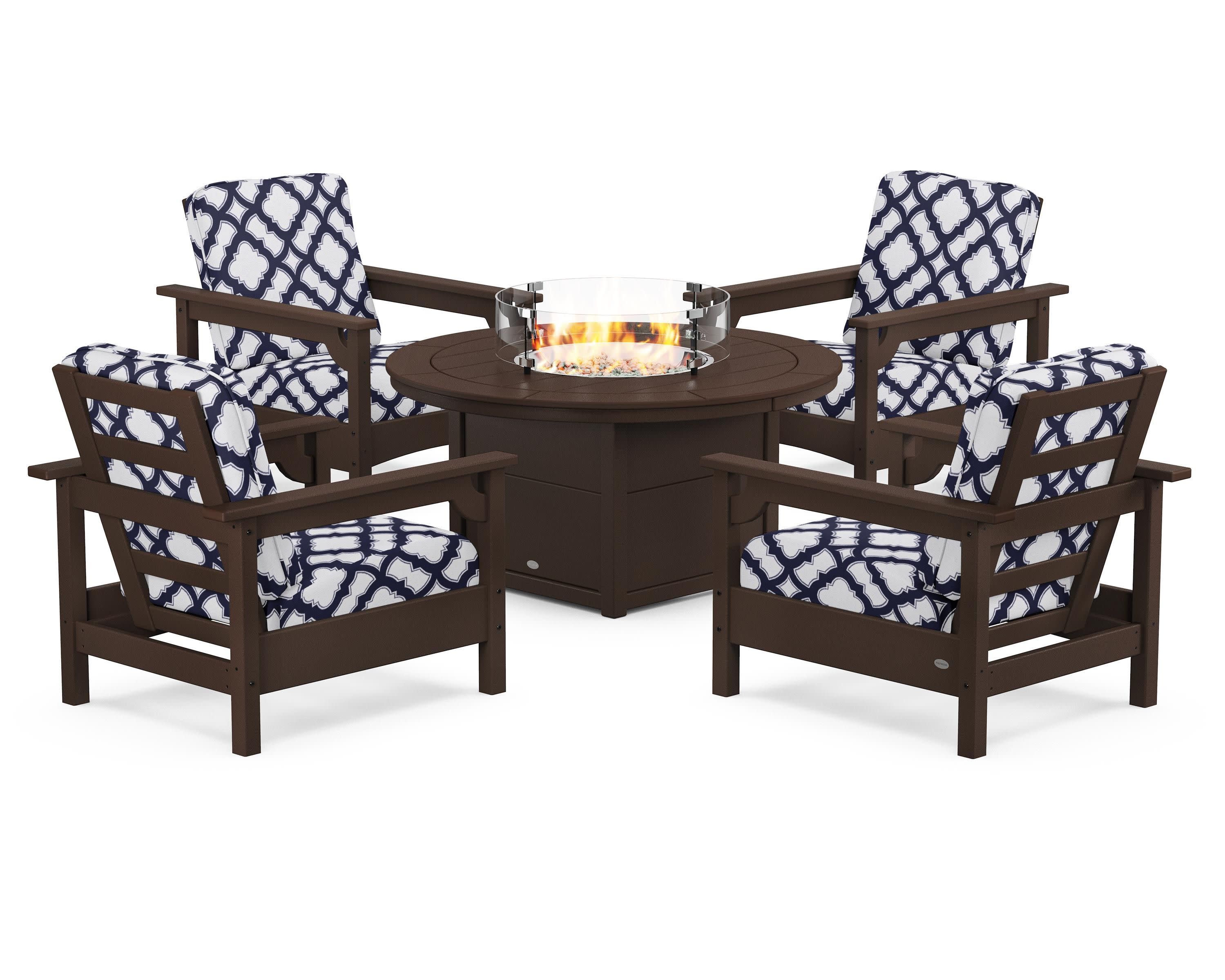 Club 5-Piece Conversation Set with Fire Pit Table