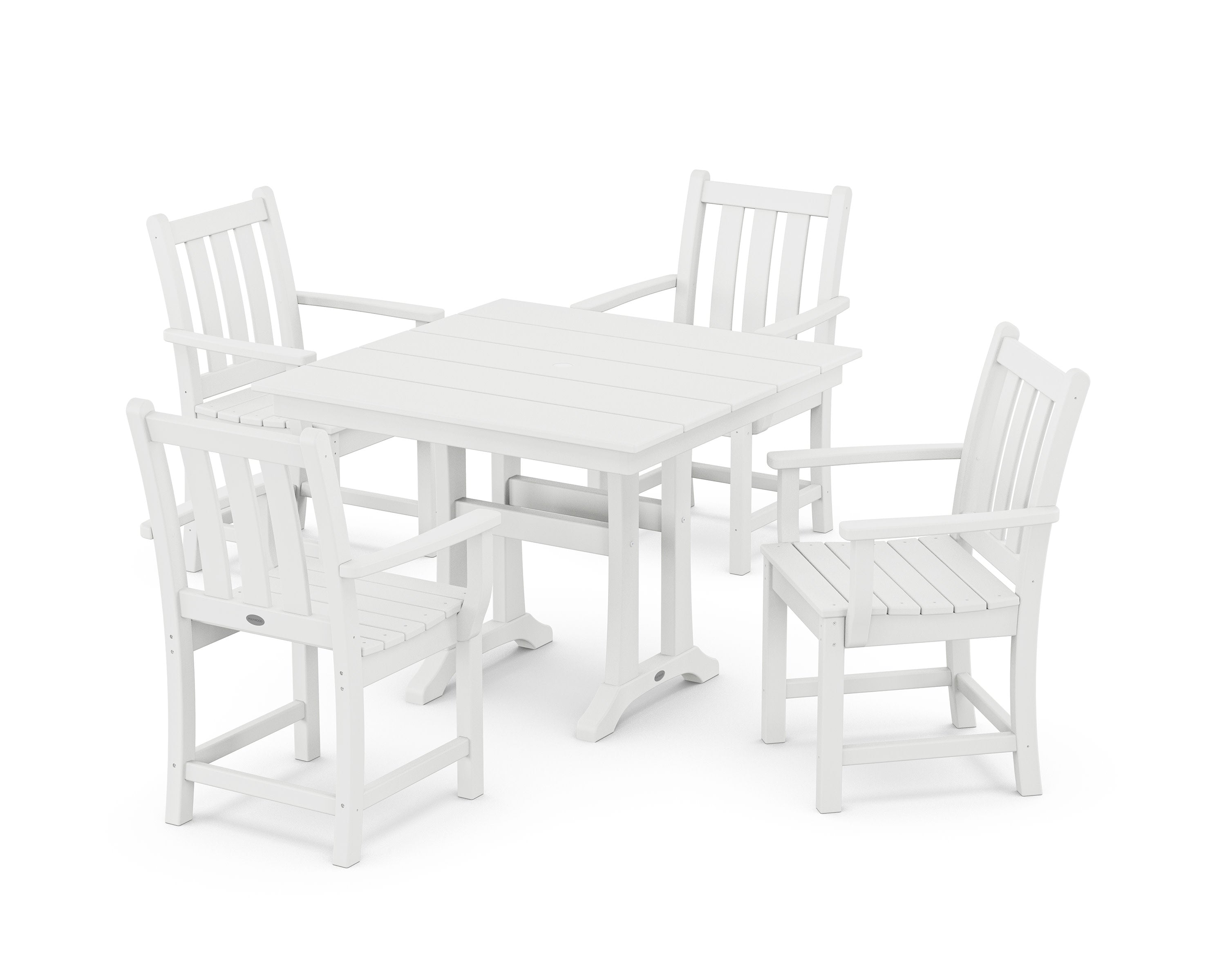Traditional Garden 5-Piece Farmhouse Dining Set With Trestle Legs