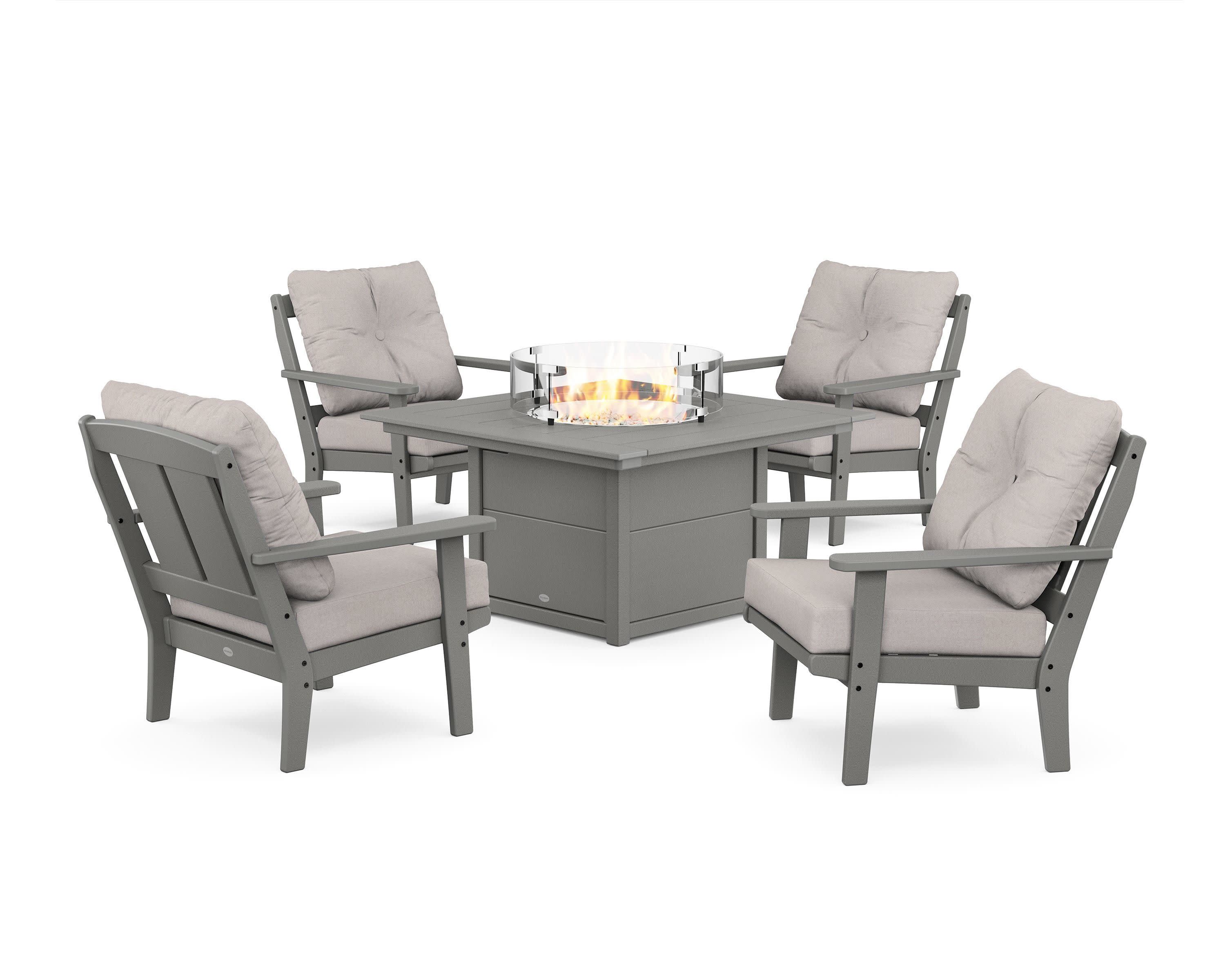 Mission 5-Piece Deep Seating Set with Fire Pit Table