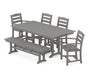 La Casa Café 6-Piece Farmhouse Dining Set with Bench