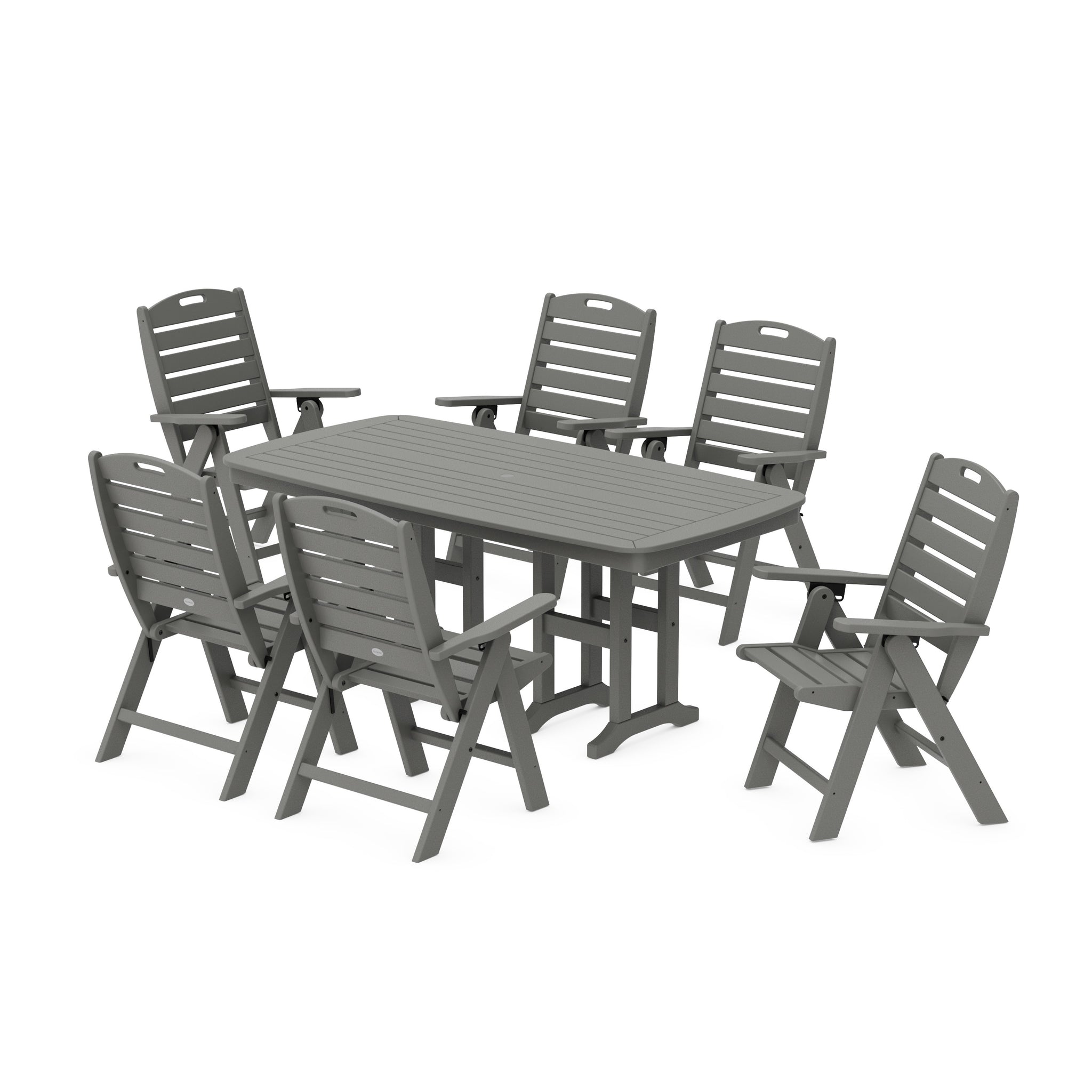 Nautical Folding Highback Chair 7-Piece Dining Set