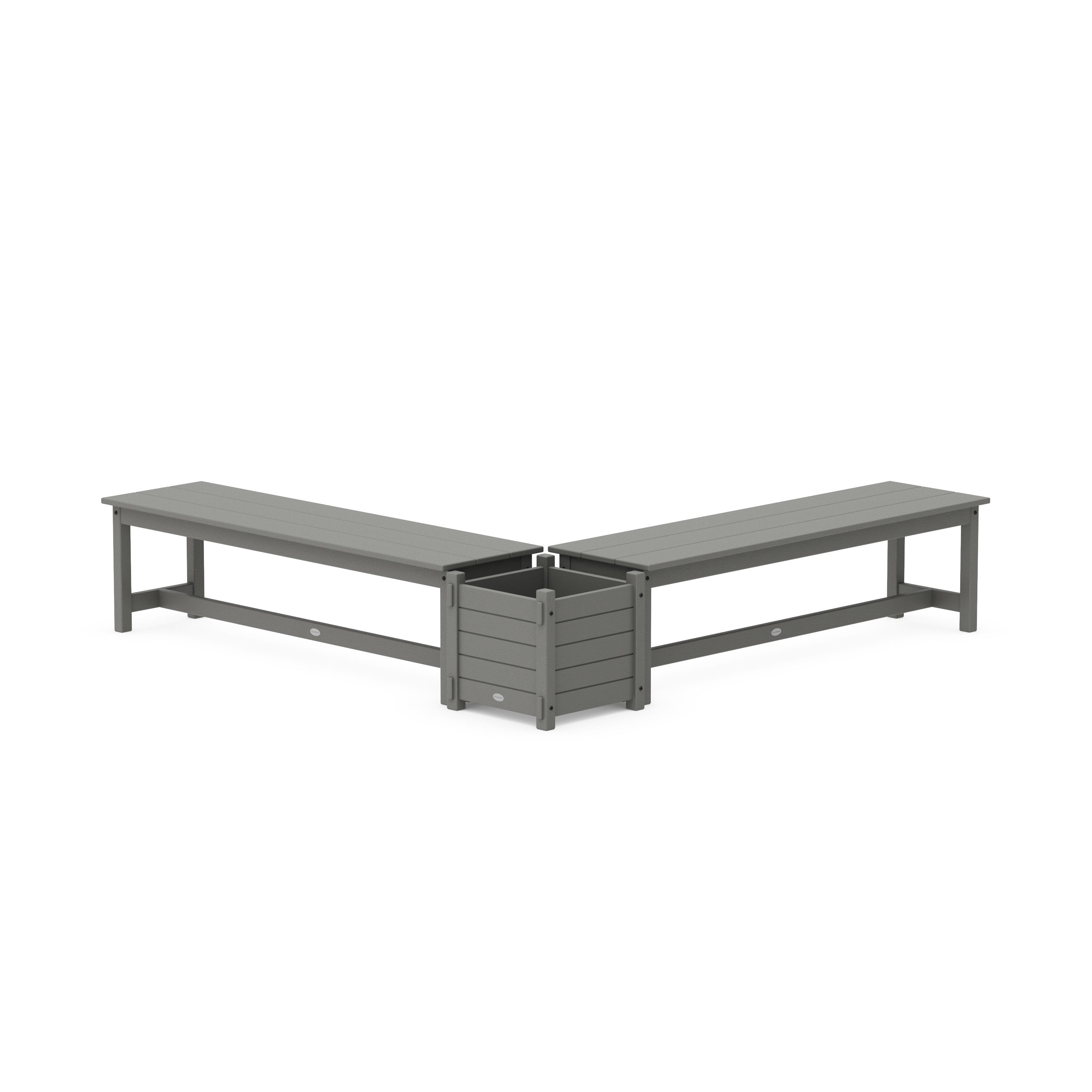 60" Nautical L- Shaped Planter Bench Set