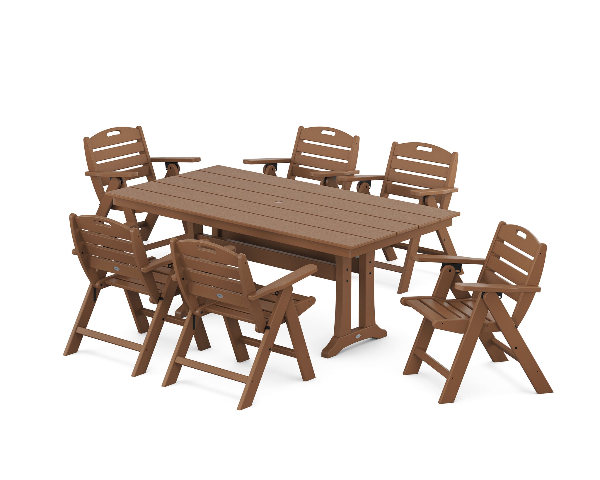 Nautical Lowback 7-Piece Farmhouse Dining Set with Trestle Legs
