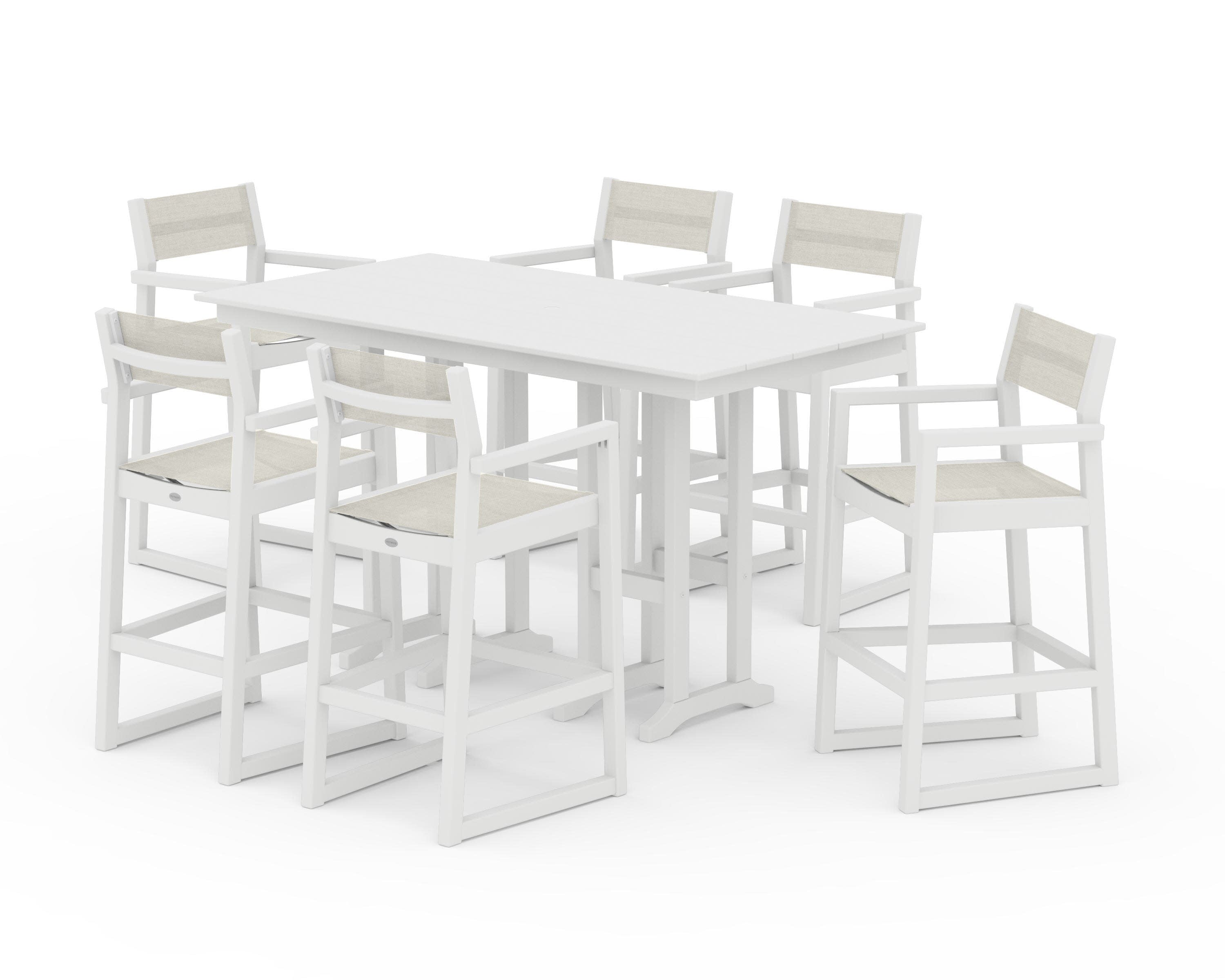 EDGE Sling Arm Chair 7-Piece Farmhouse Bar Set