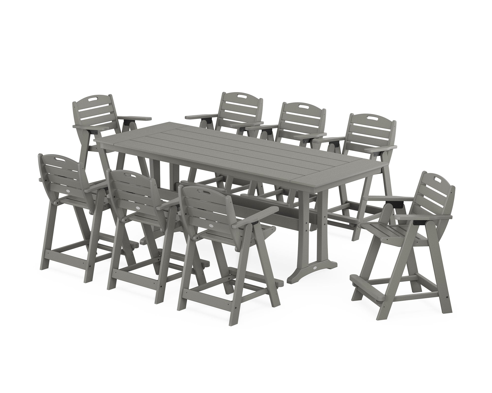 Nautical 9-Piece Farmhouse Counter Set with Trestle Legs