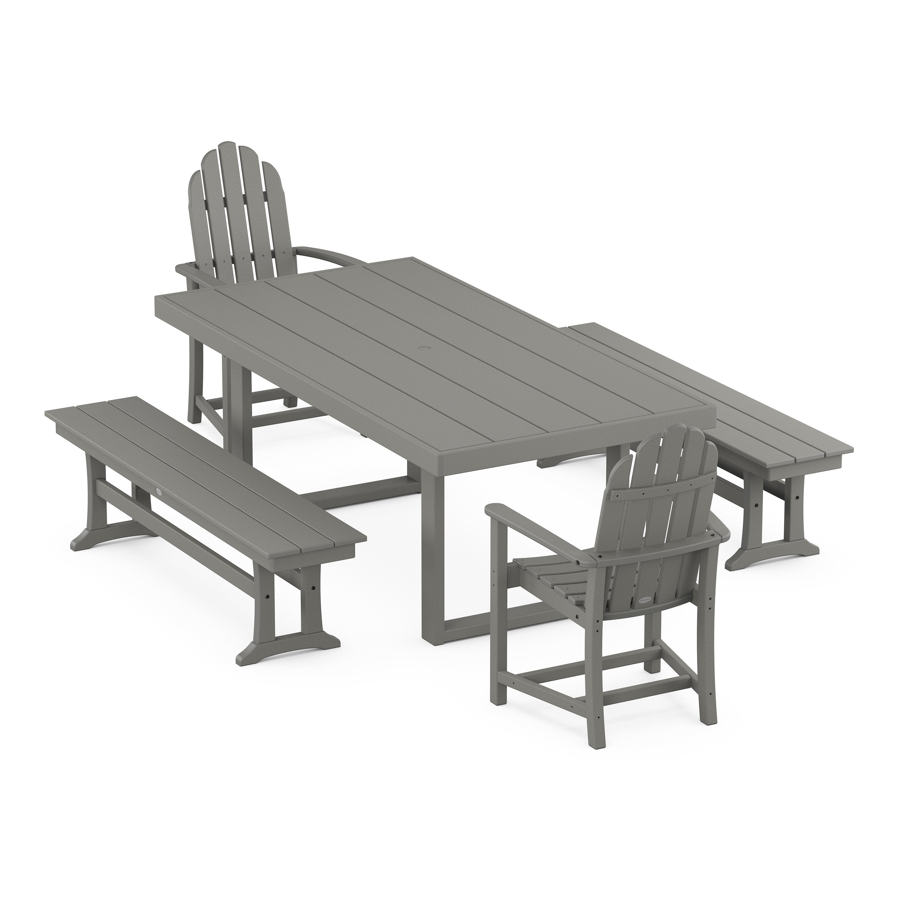 Classic Adirondack 5-Piece Dining Set with Benches
