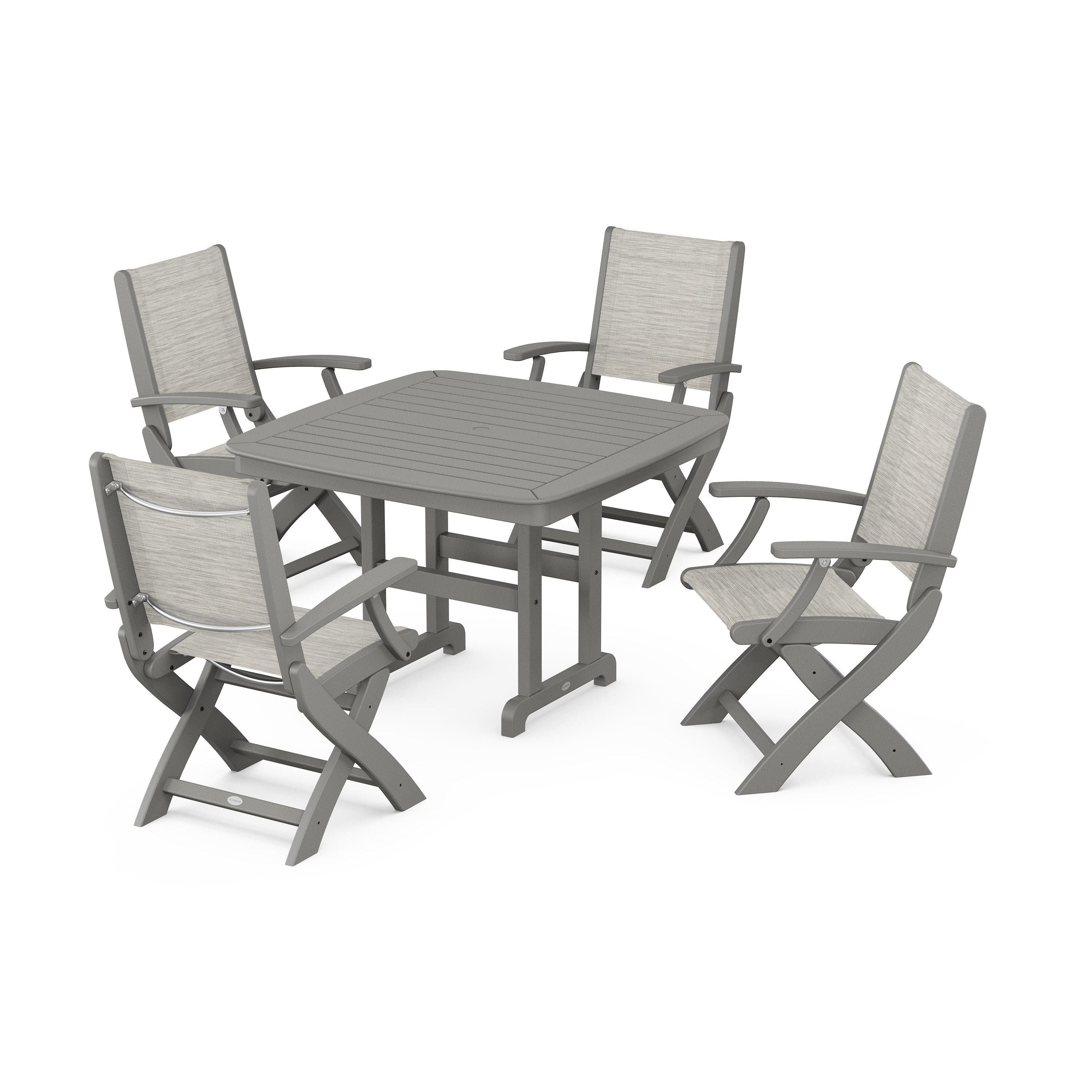 POLYWOOD Coastal Folding Side Chair Dining Set - Thumbnail 3