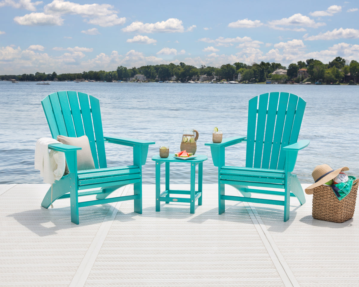 Nautical 3-Piece Curveback Adirondack Set