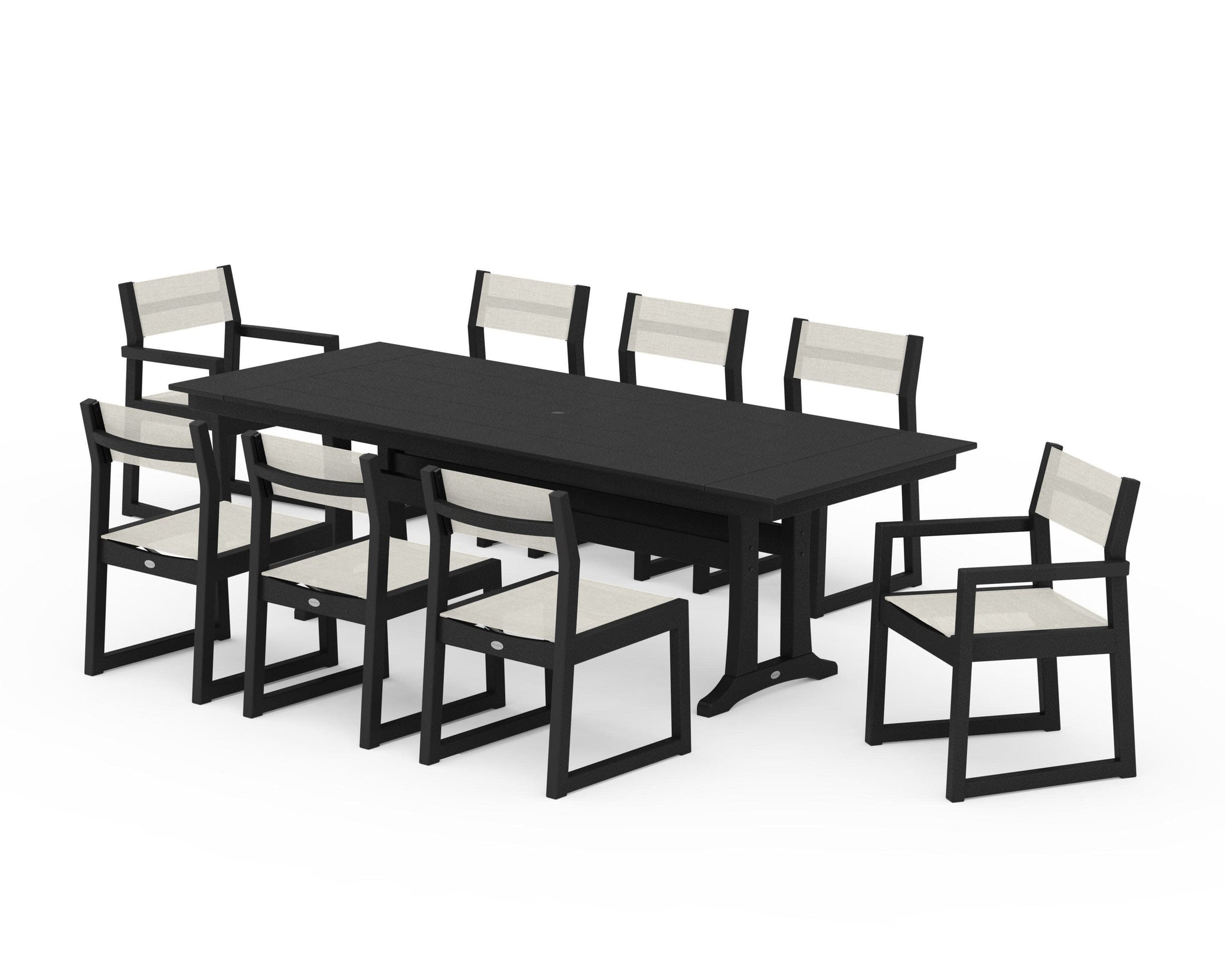 EDGE Sling 9-Piece Farmhouse Trestle Dining Set