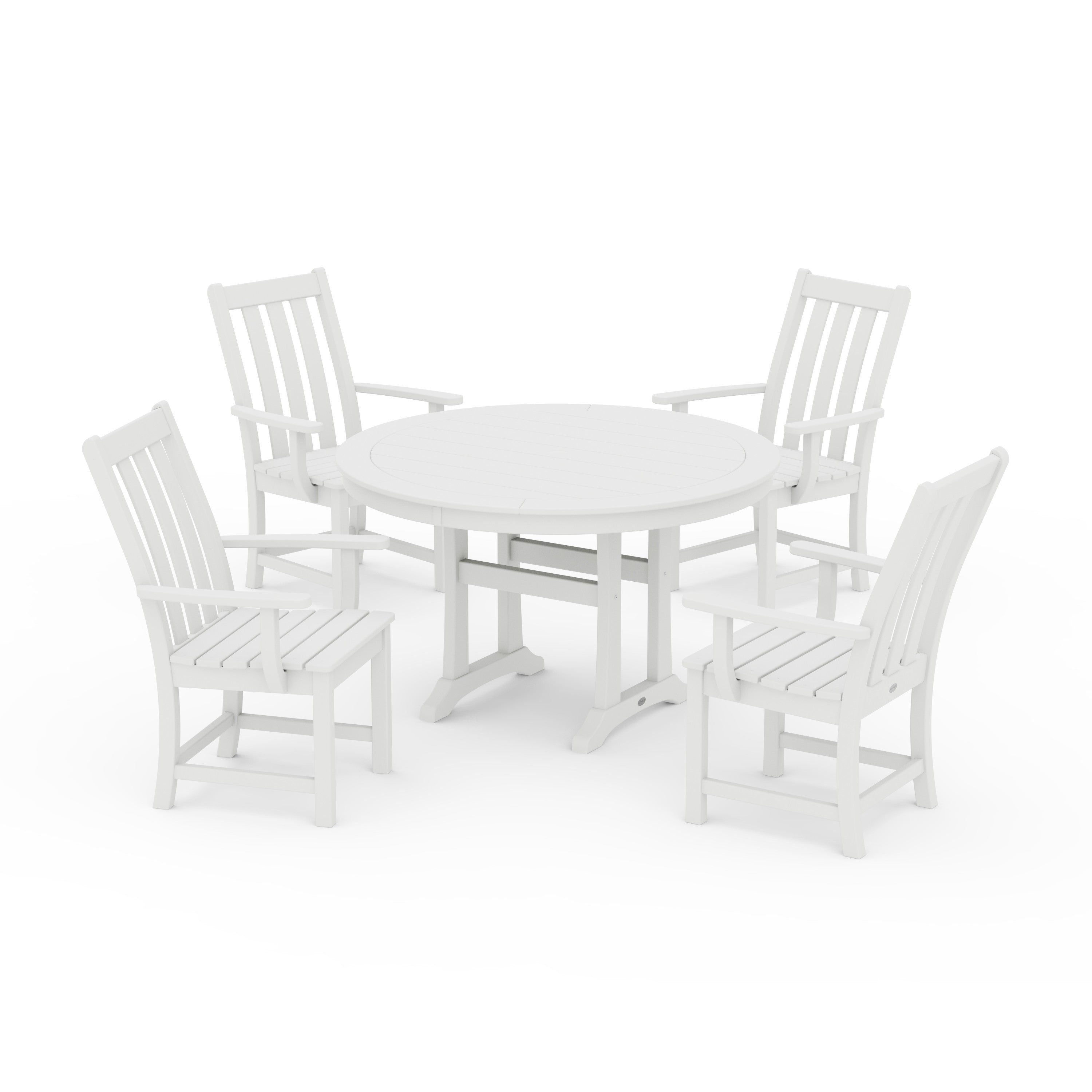 Vineyard 5-Piece Round Dining Set with Trestle Legs