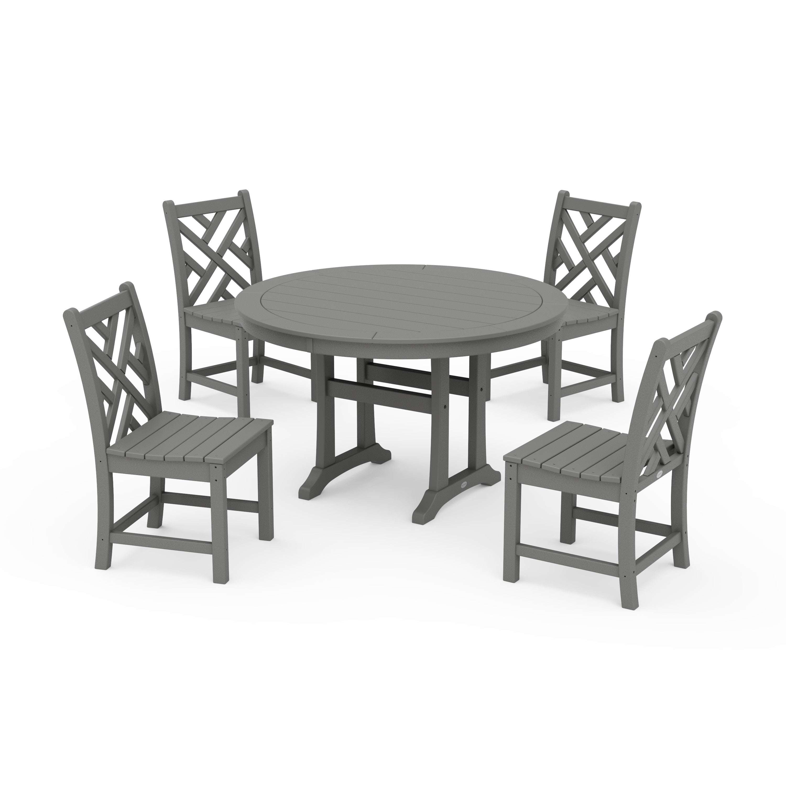 Chippendale Side Chair 5-Piece Round Dining Set With Trestle Legs