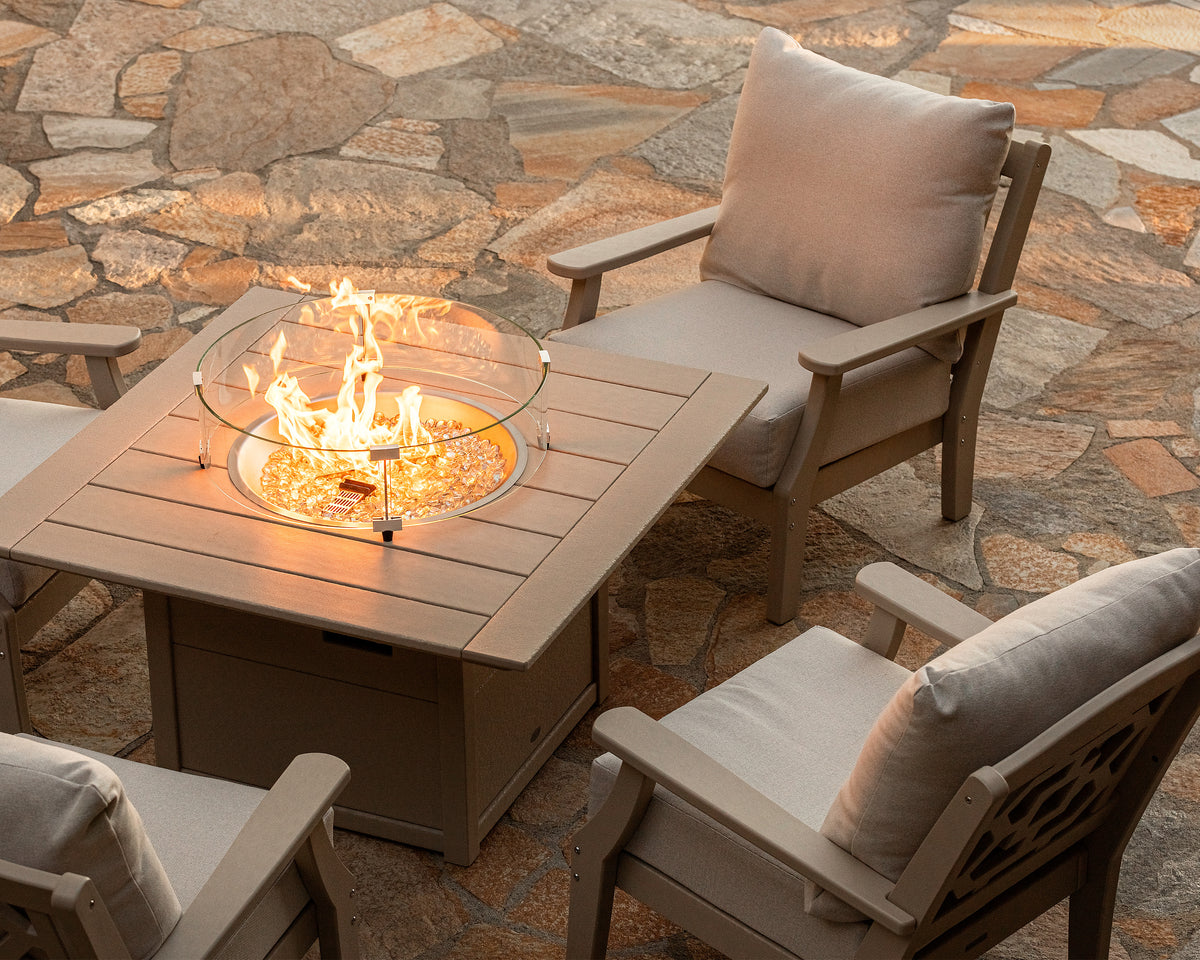 Chinoiserie 5-Piece Deep Seating Set with Fire Pit Table
