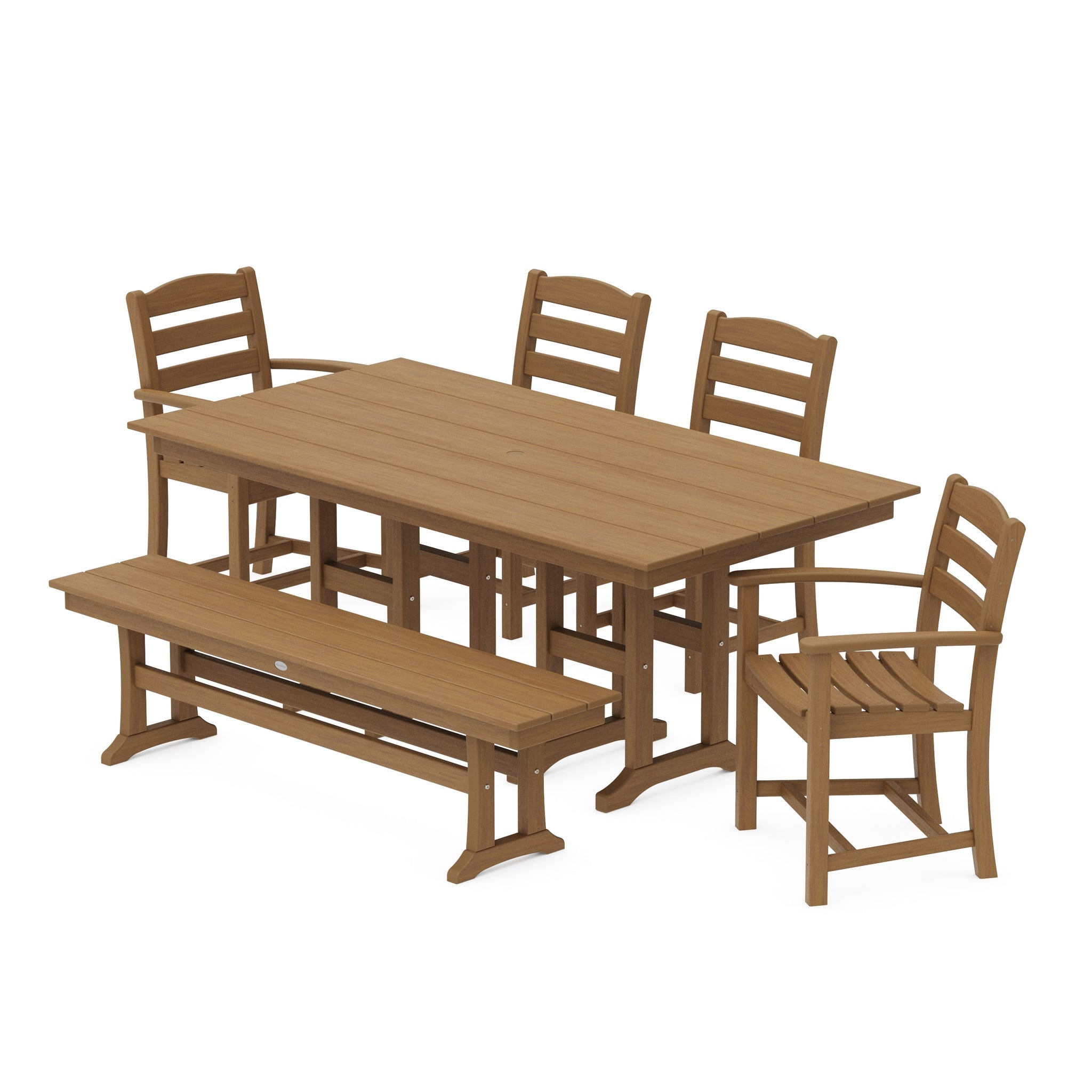 La Casa Café 6-Piece Farmhouse Dining Set with Bench