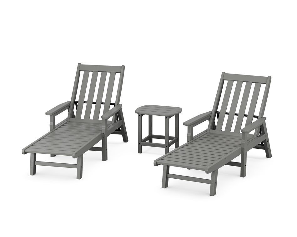 Vineyard 3-Piece Chaise with Arms Set