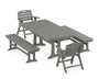 Nautical Folding Lowback Chair 5-Piece Farmhouse Dining Set With Trestle Legs