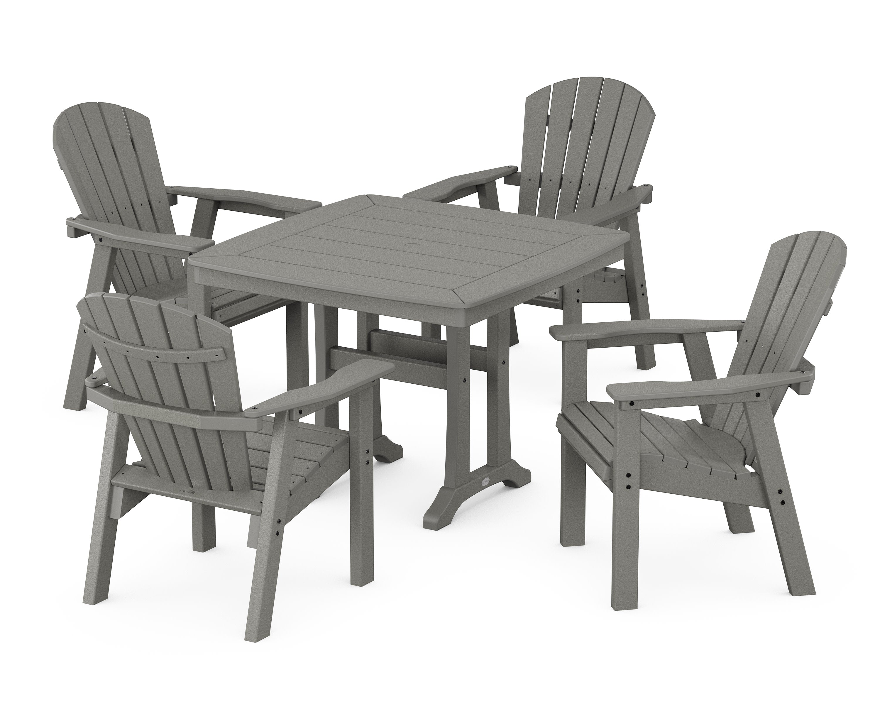 Seashell 5-Piece Dining Set with Trestle Legs