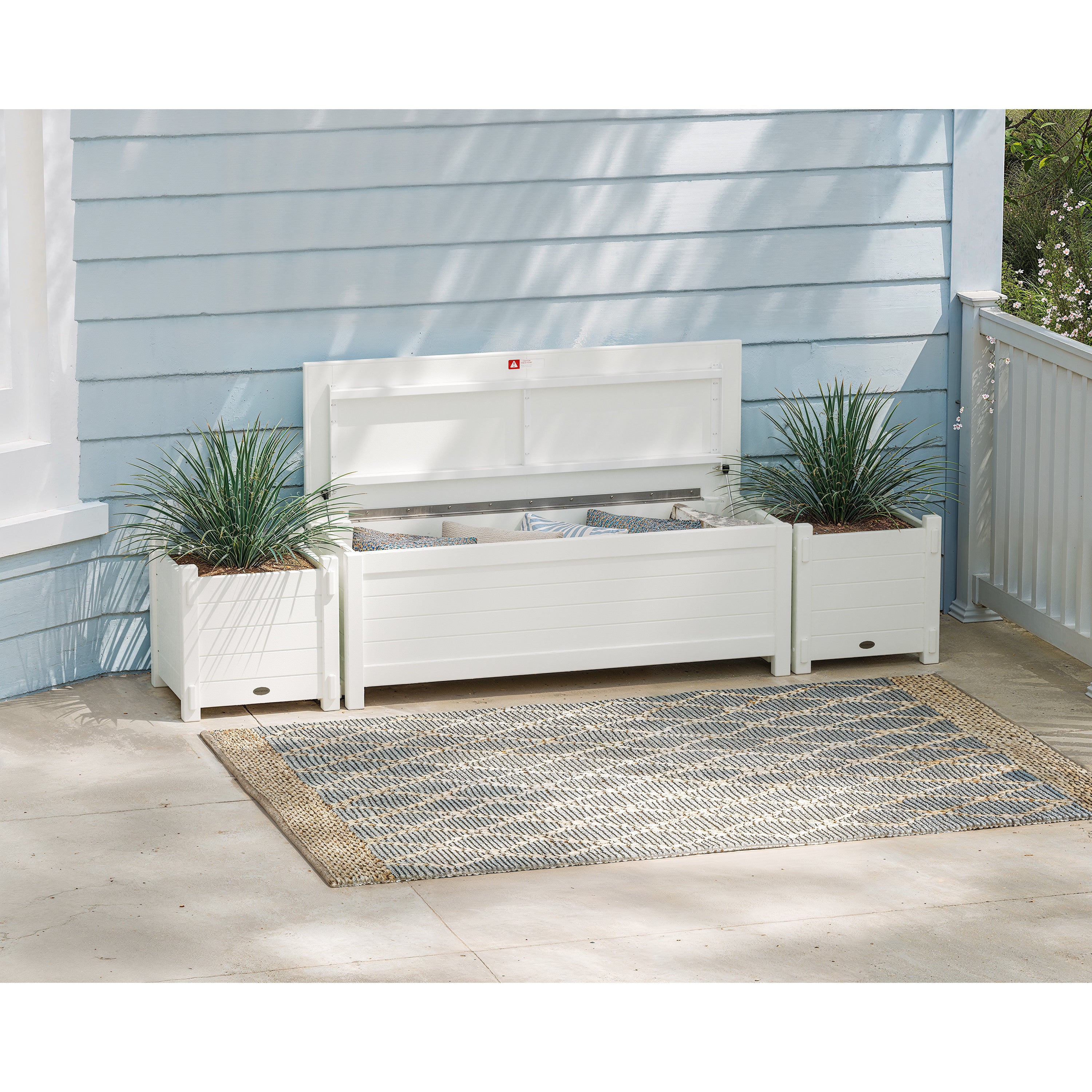 POLYWOOD Nautical Planter Storage Bench - Thumbnail 3