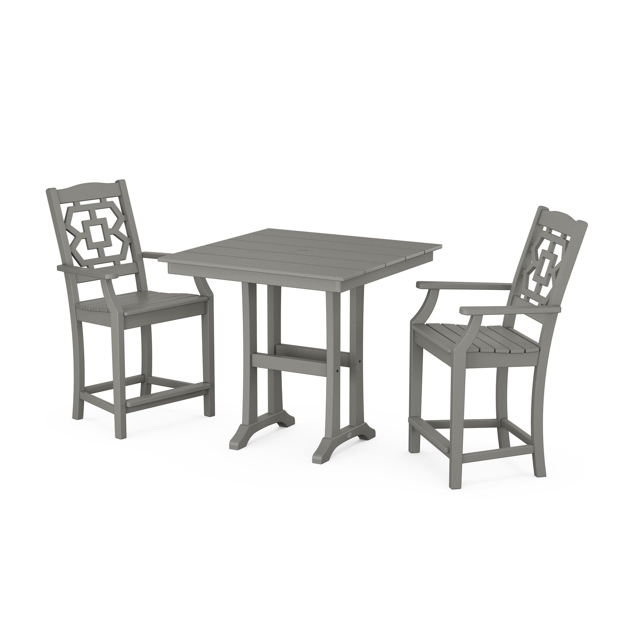 Chinoiserie 3-Piece Farmhouse Counter Set with Trestle Legs