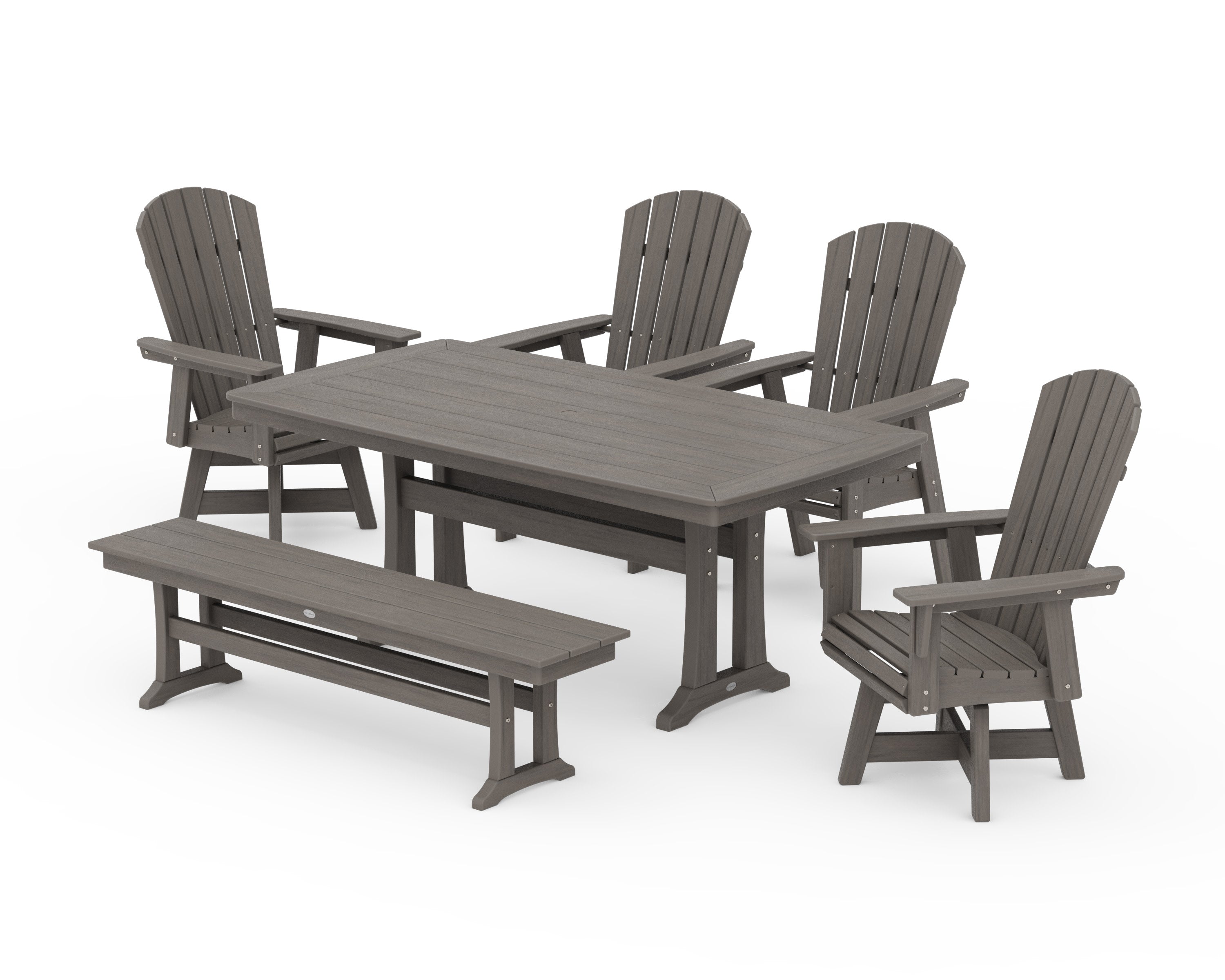 Nautical Adirondack Swivel 6-Piece Dining Set with Trestle Legs