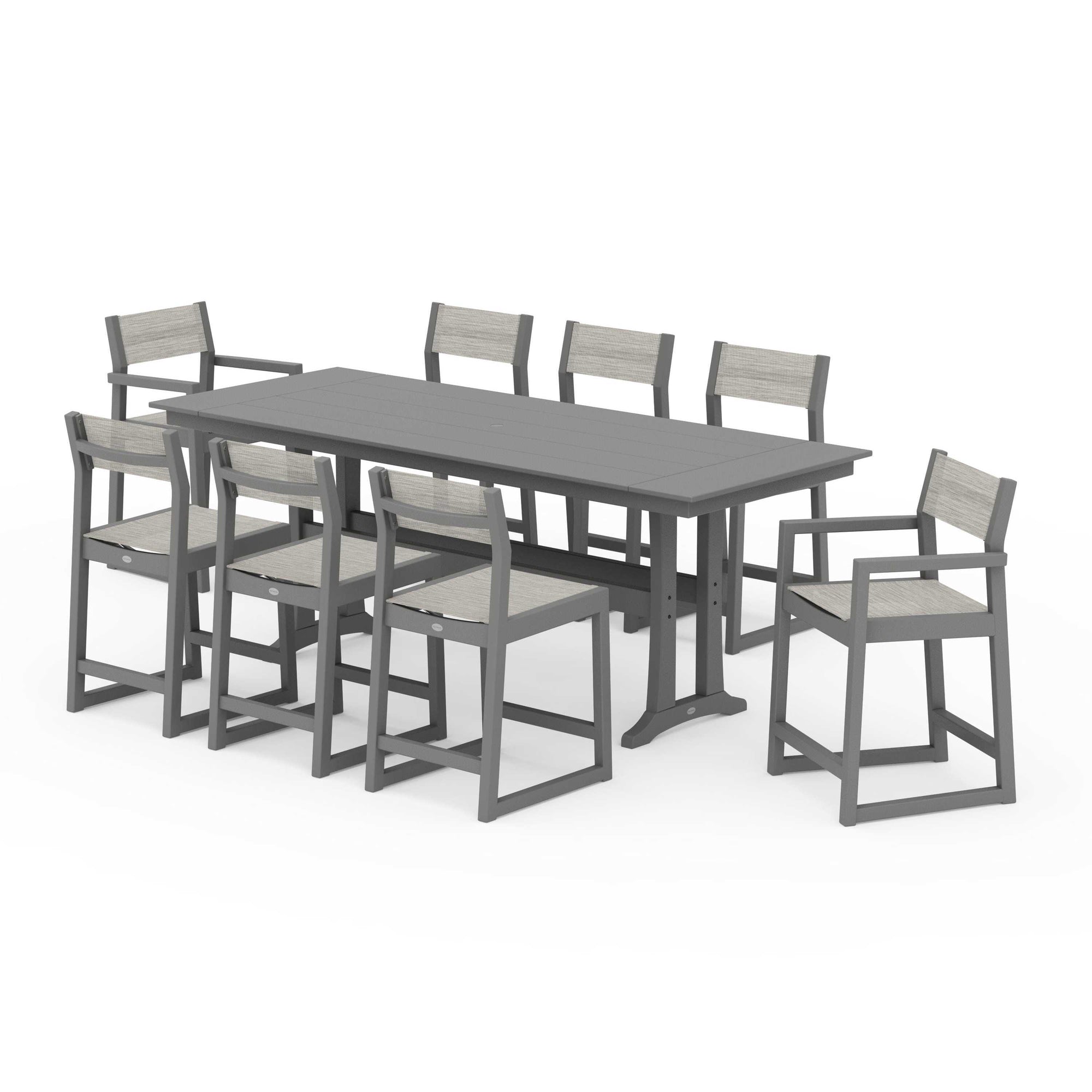 EDGE Sling 9-Piece Farmhouse Counter Set with Trestle Legs