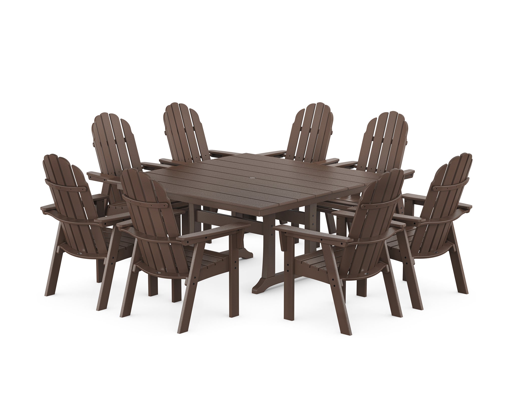 Vineyard Curveback Adirondack 9-Piece Square Farmhouse Dining Set with Trestle Legs