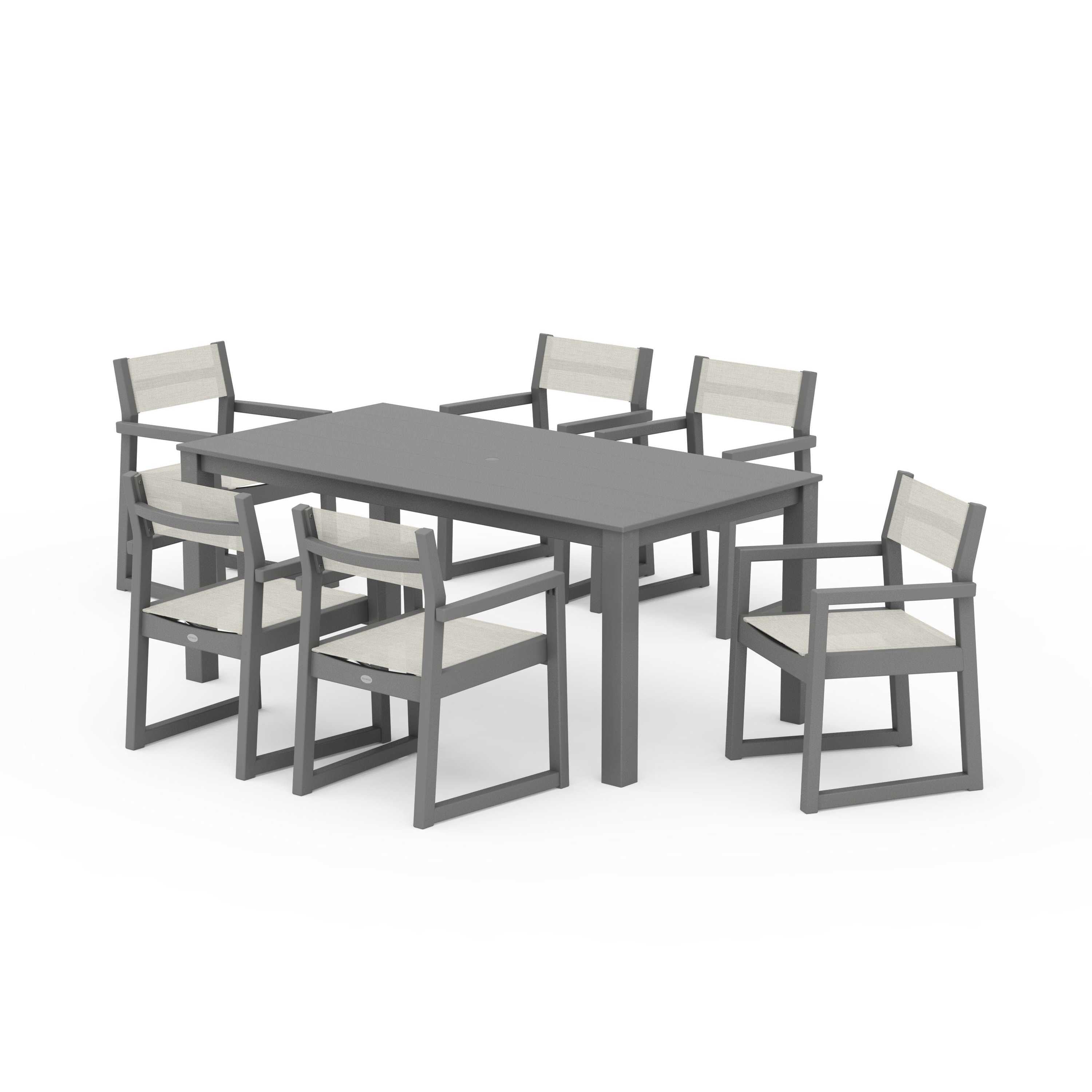 EDGE Sling Arm Chair 7-Piece Parsons Dining Set