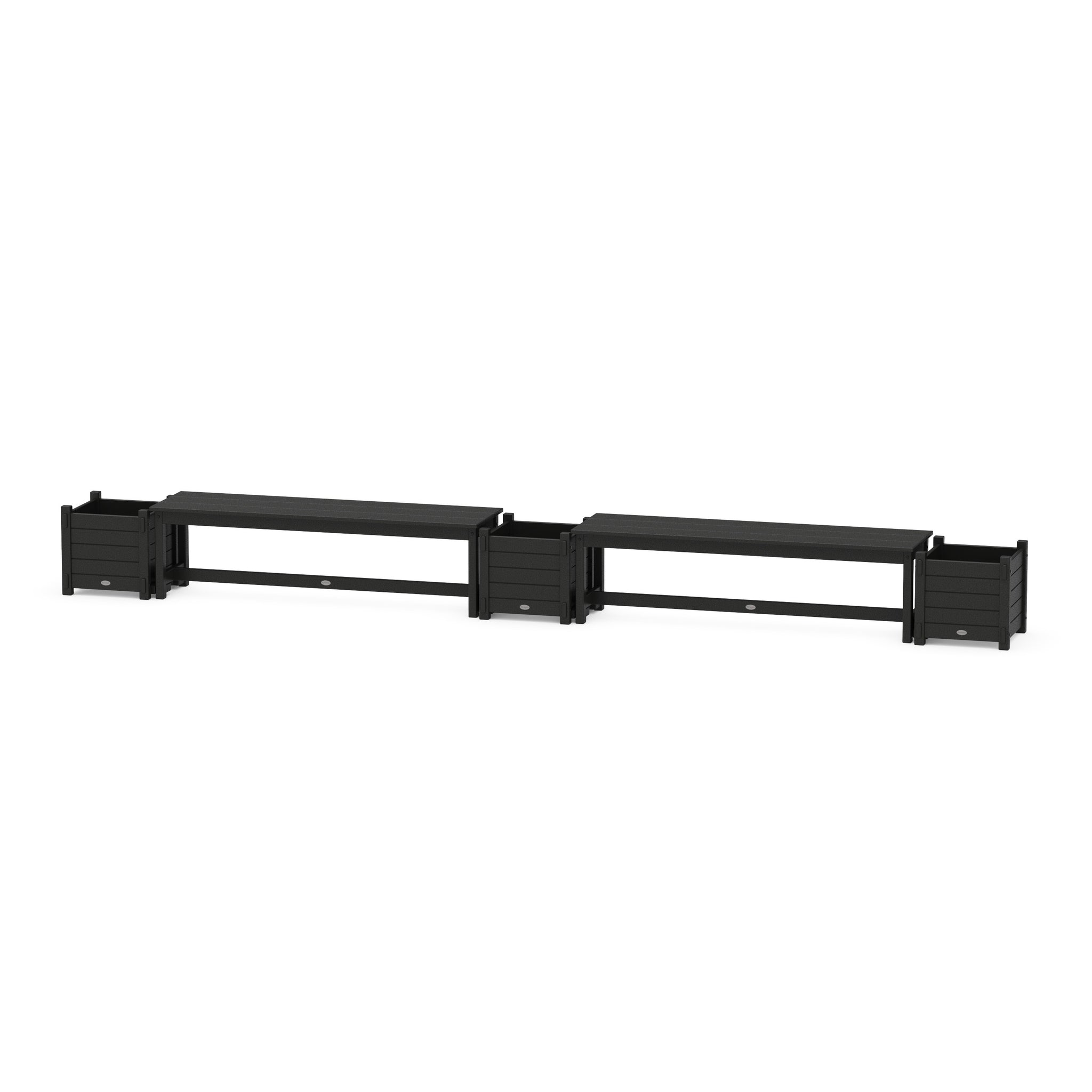 60" Nautical Straight Double Planter Bench Set