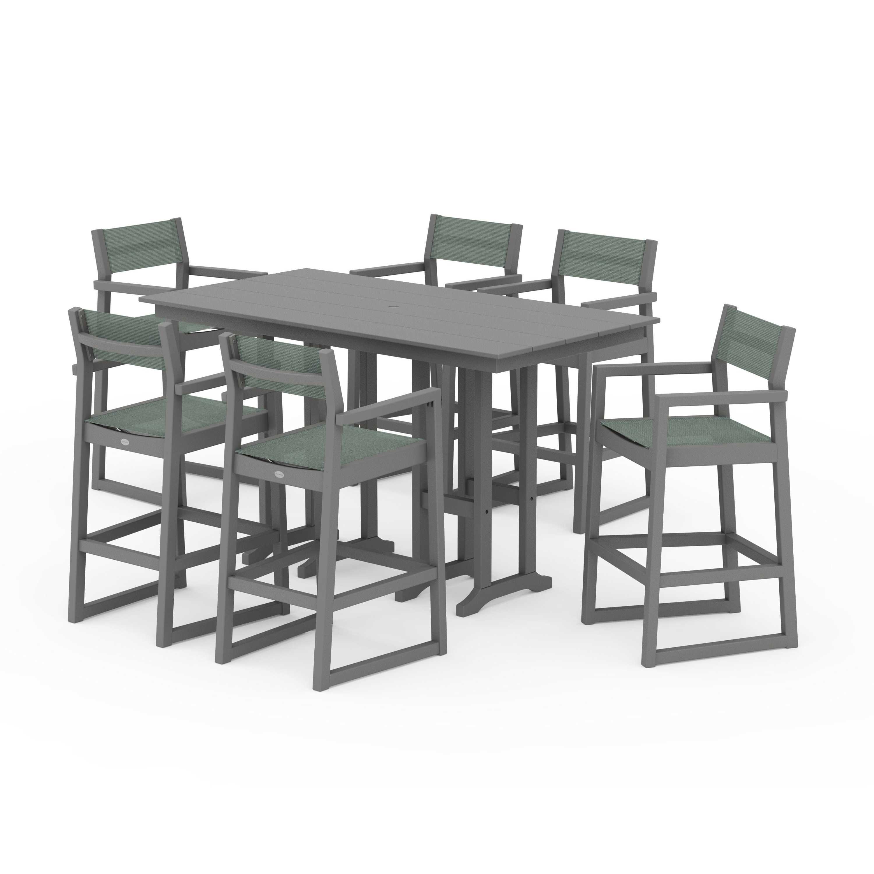 EDGE Sling Arm Chair 7-Piece Farmhouse Bar Set