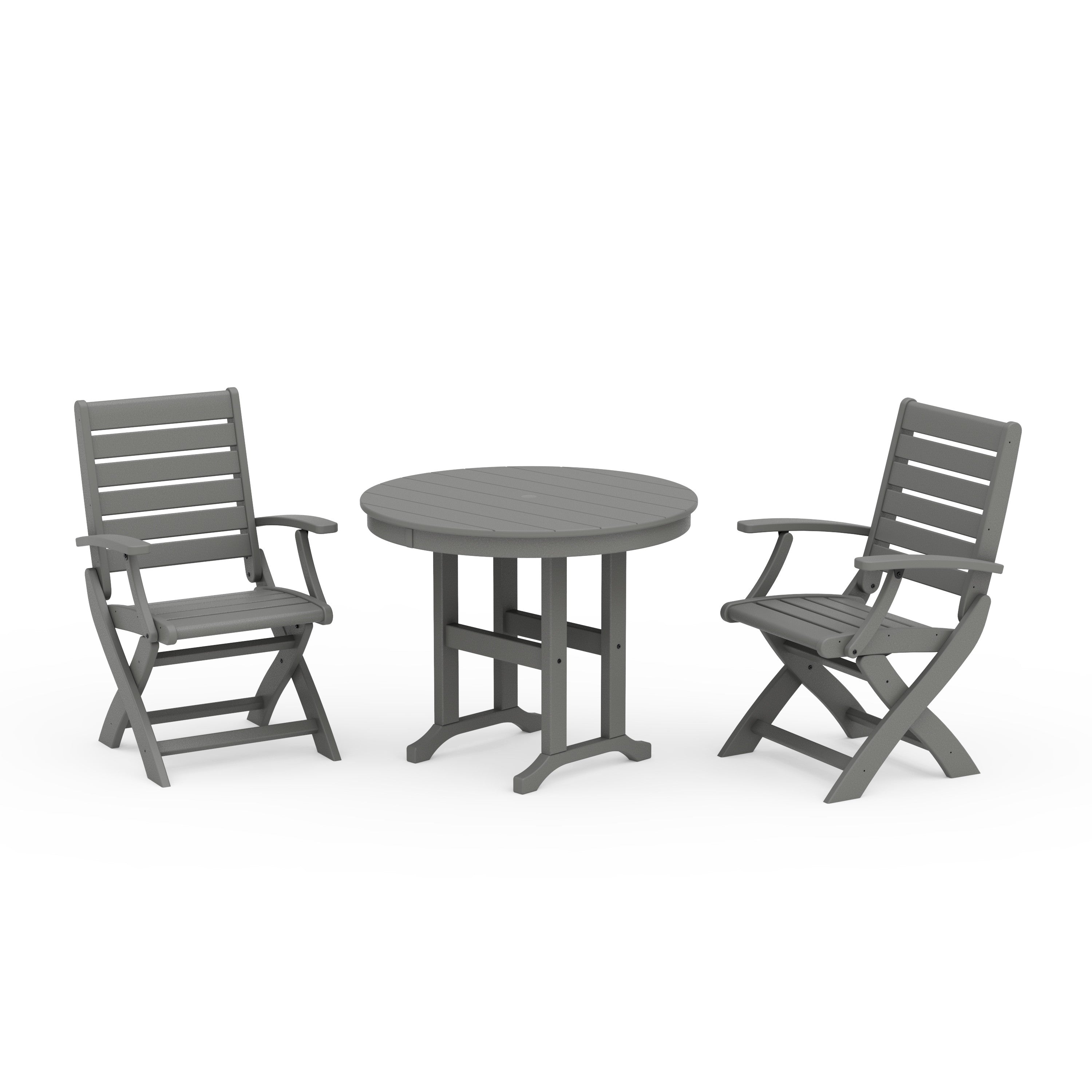 Signature Folding Chair 3-Piece Round Farmhouse Dining Set