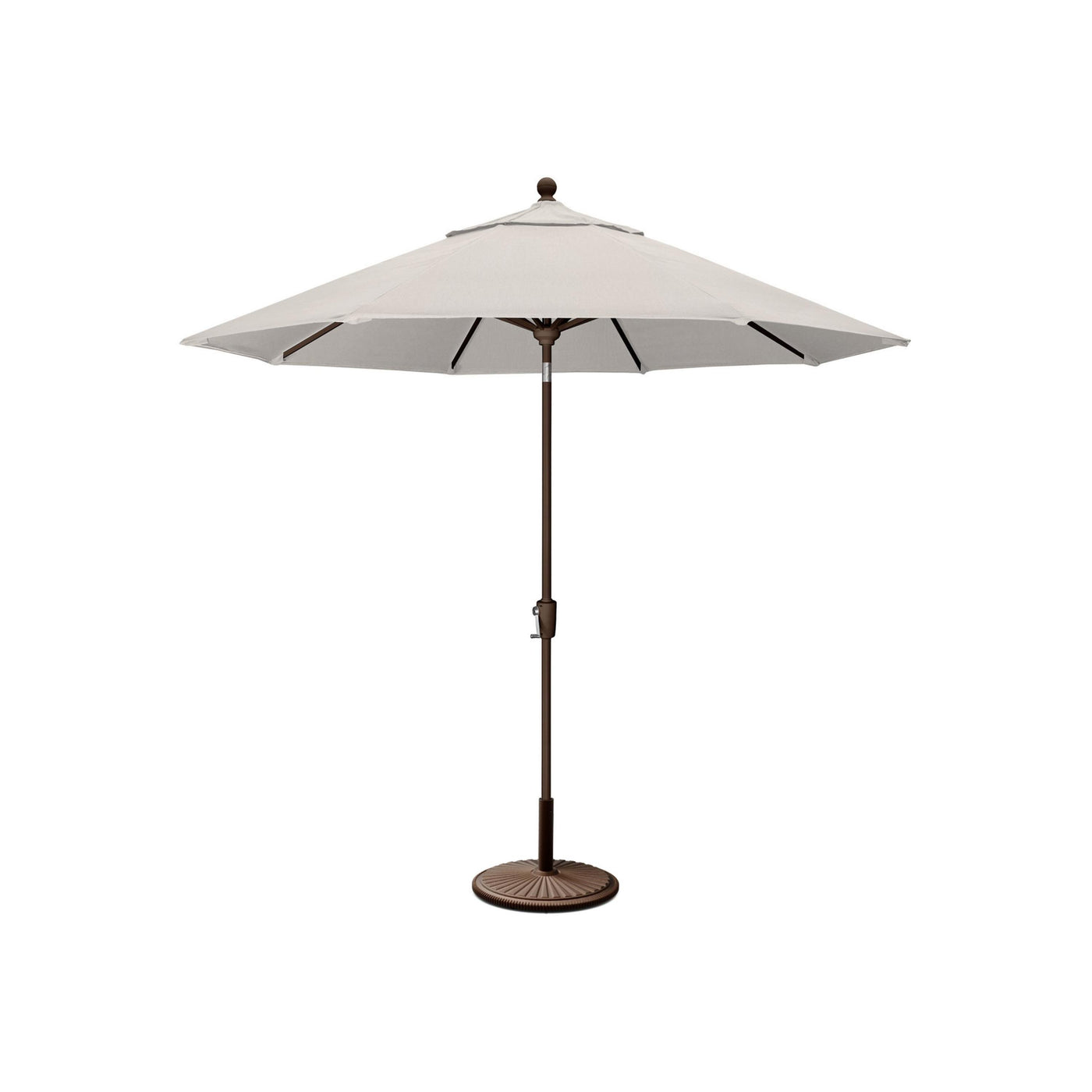 POLYWOOD 9' Tilt Market Umbrella and Base in White / Natural