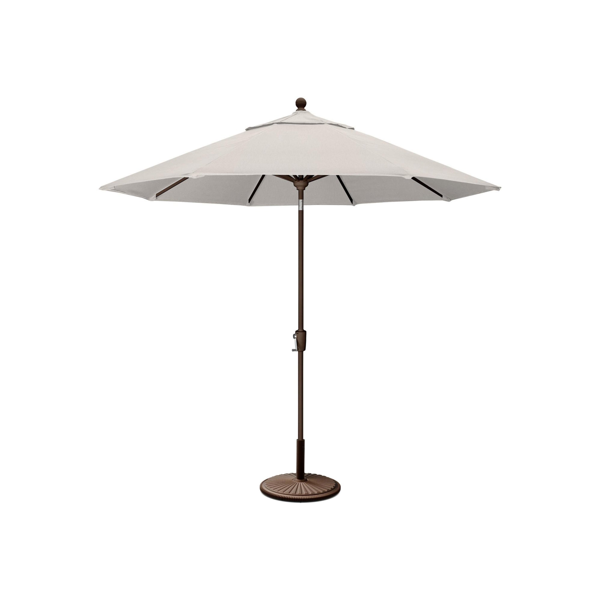 POLYWOOD 9' Tilt Market Umbrella and Base in White / Natural