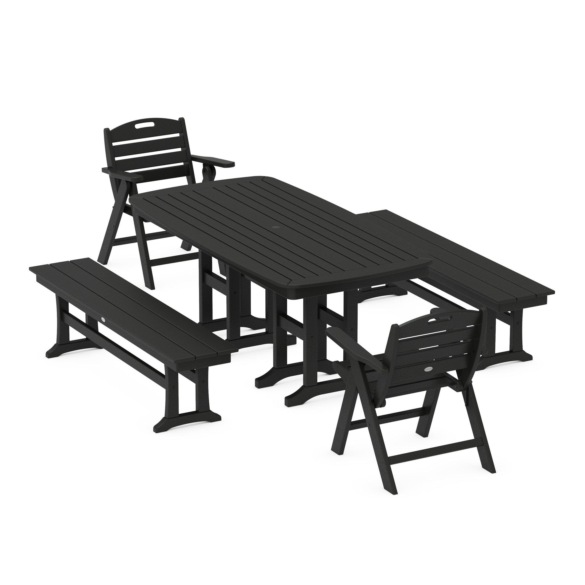 Nautical Lowback 5-Piece Dining Set with Benches