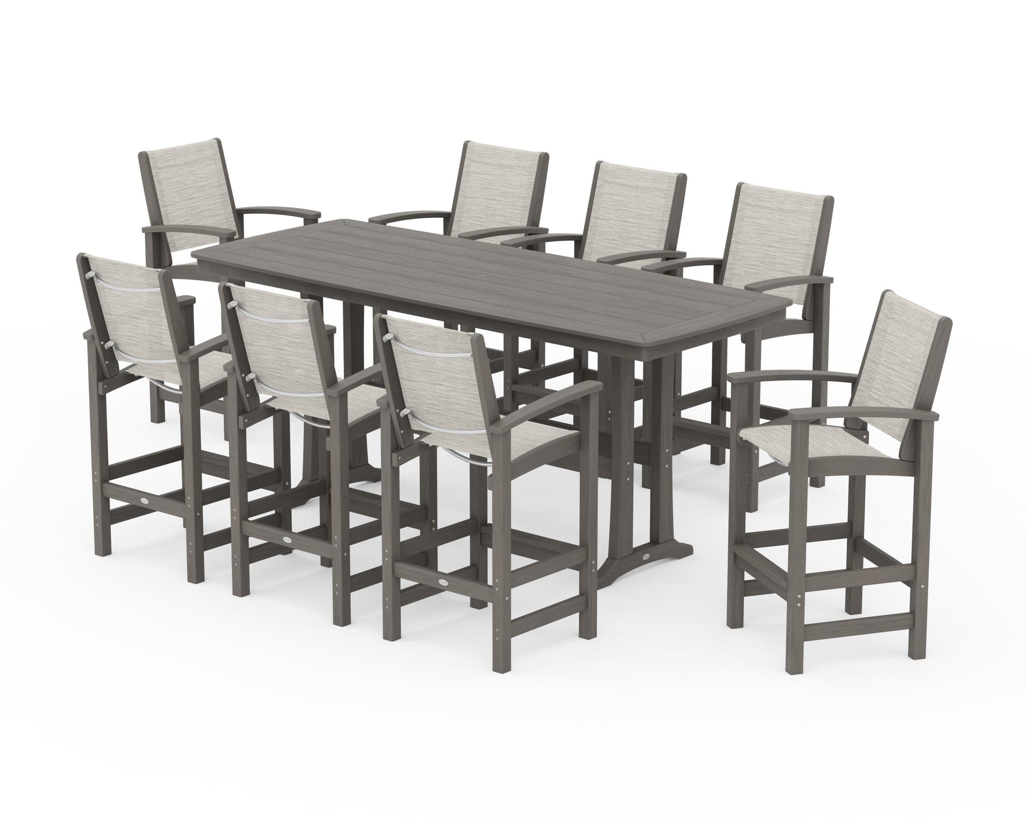 Coastal 9-Piece Bar Set with Trestle Legs