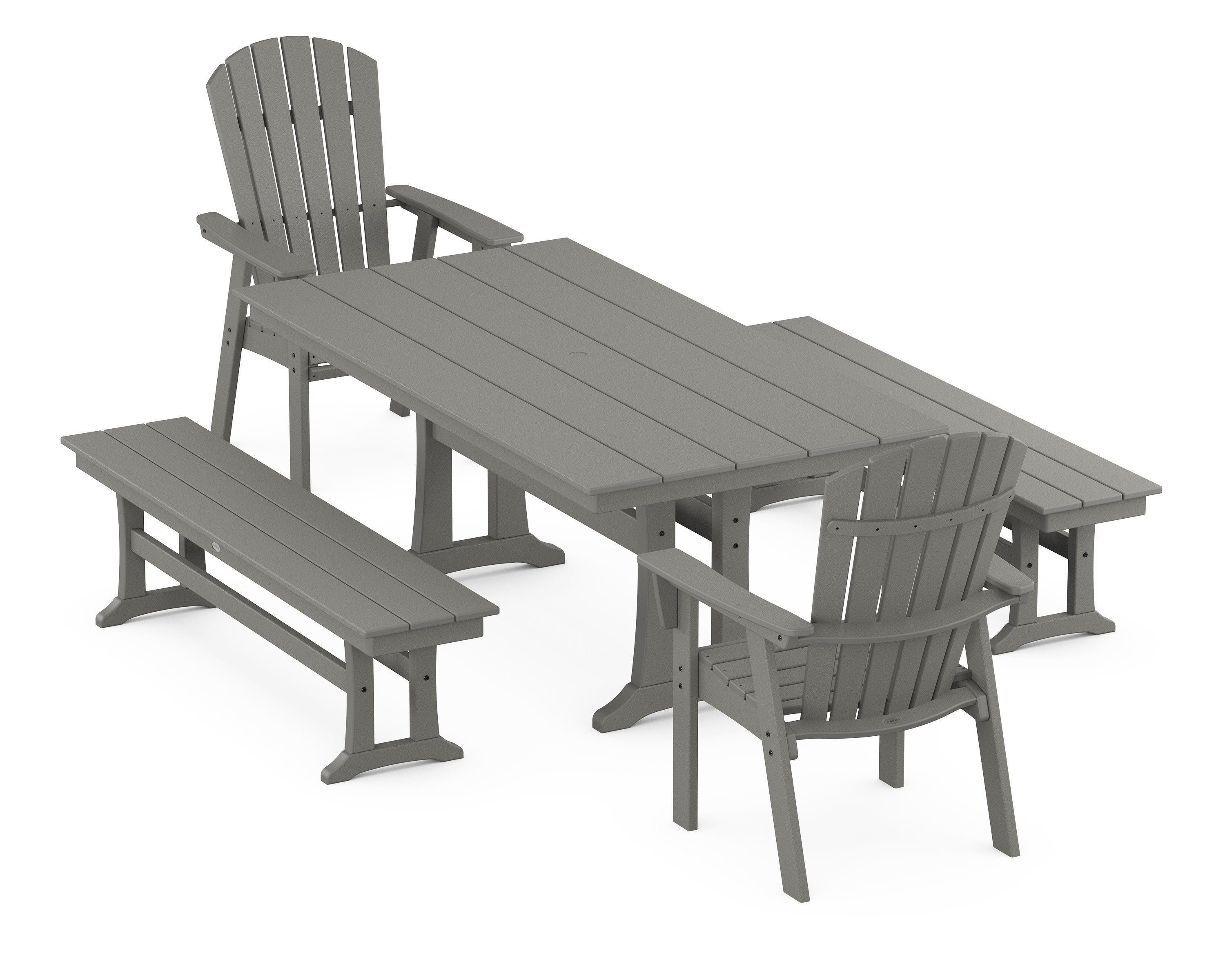 Nautical Adirondack 5-Piece Farmhouse Dining Set With Trestle Legs