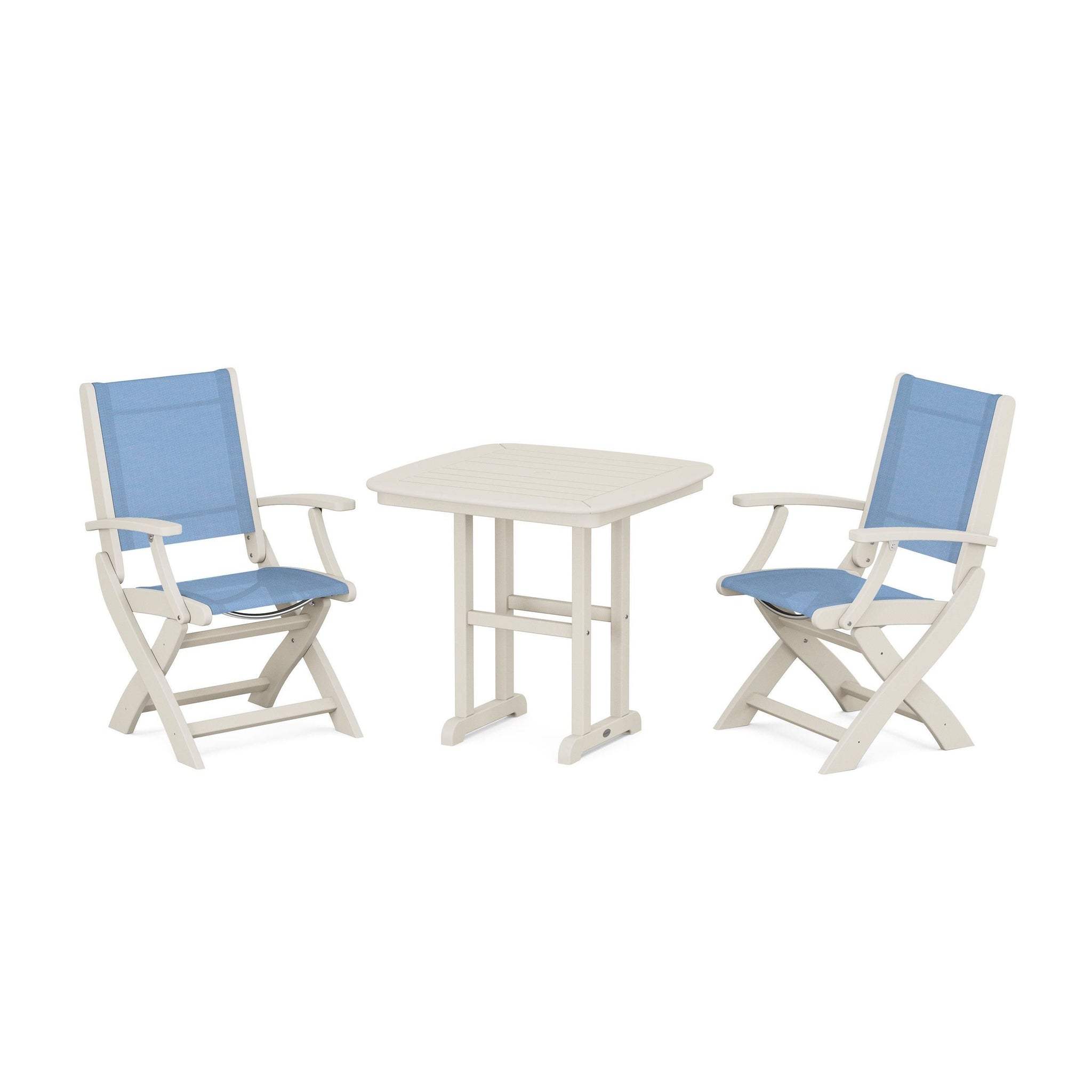 Coastal Folding Chair 3-Piece Dining Set