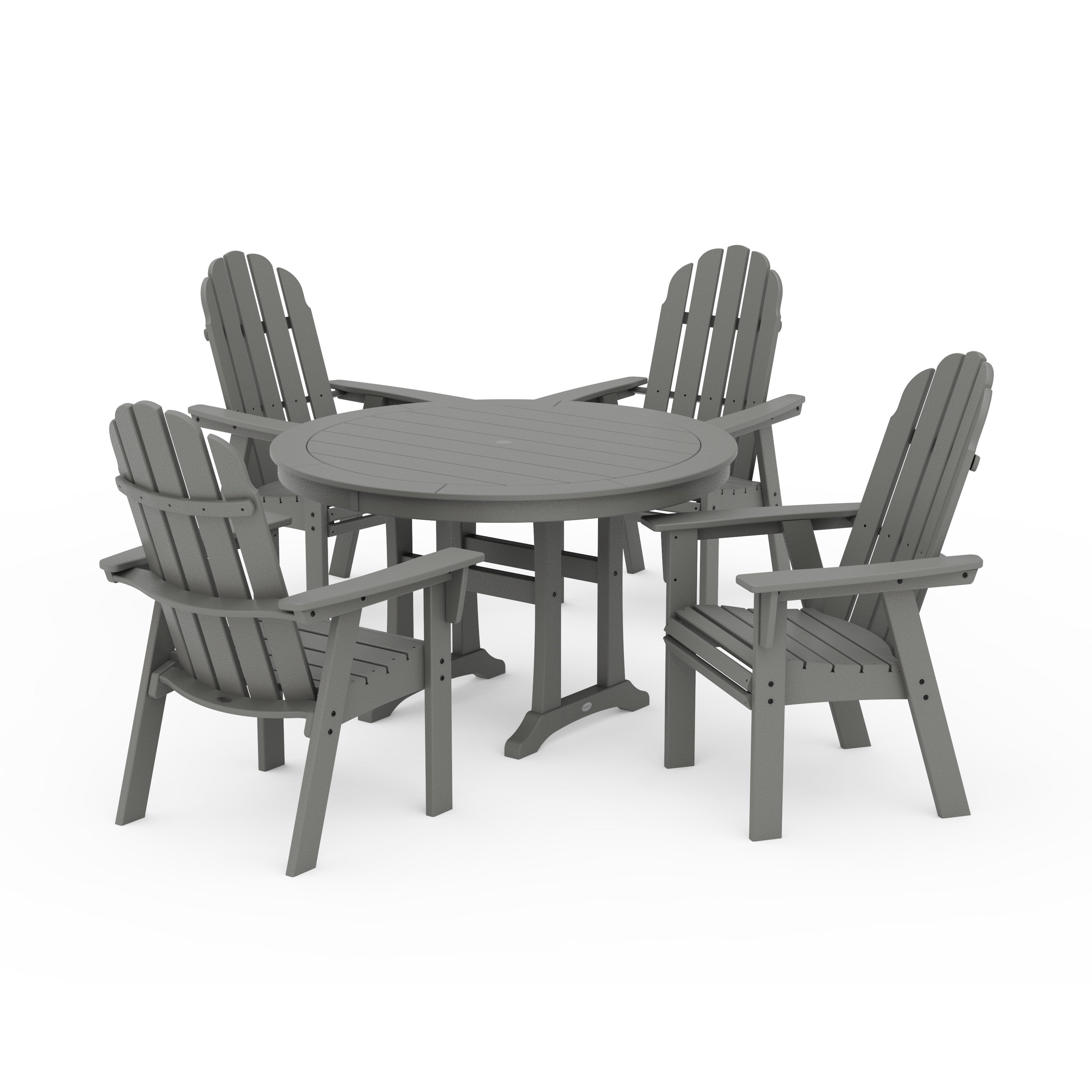 Vineyard Curveback Adirondack 5-Piece Nautical Trestle Dining Set