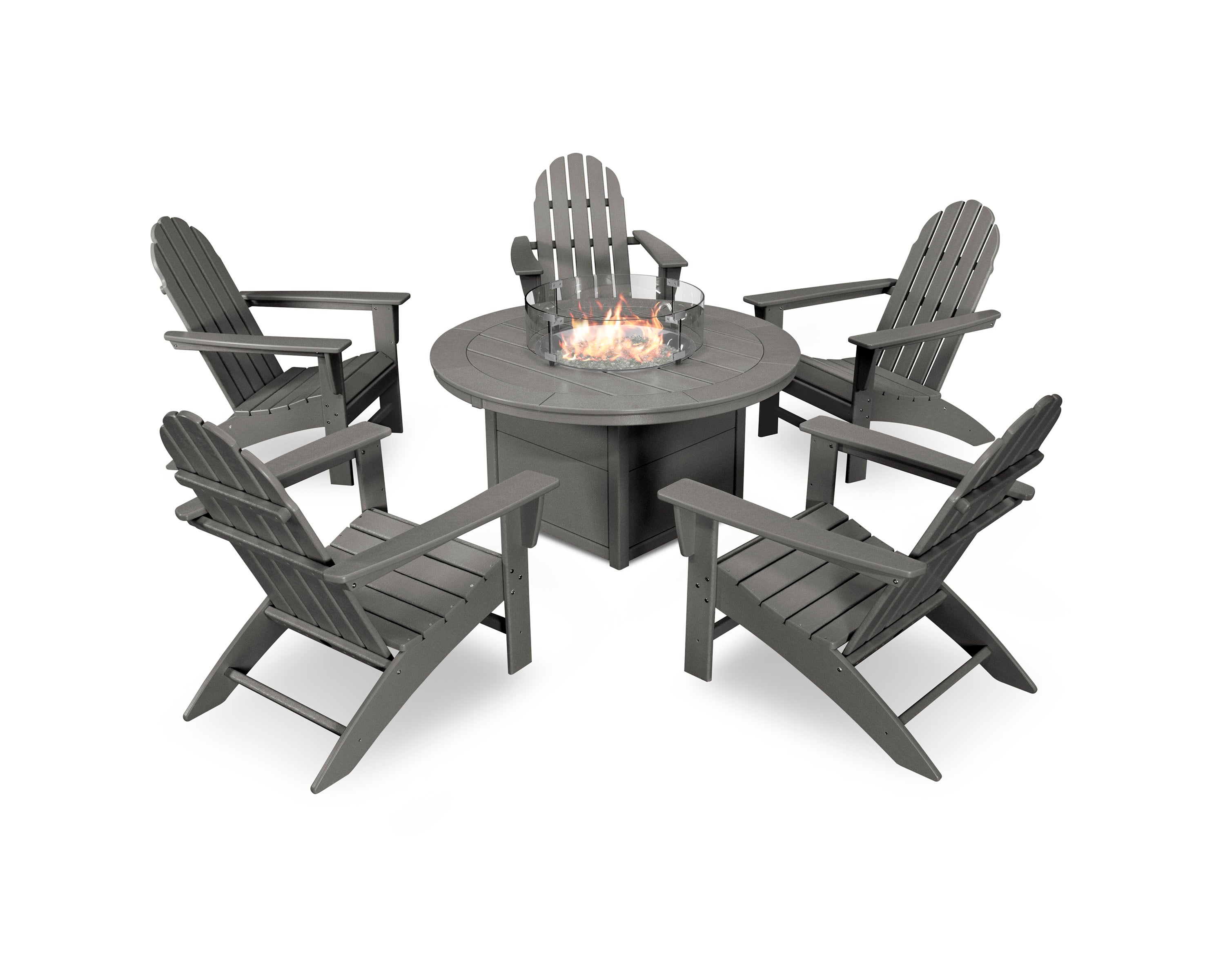 Vineyard Adirondack 6-Piece Chat Set with Fire Pit Table