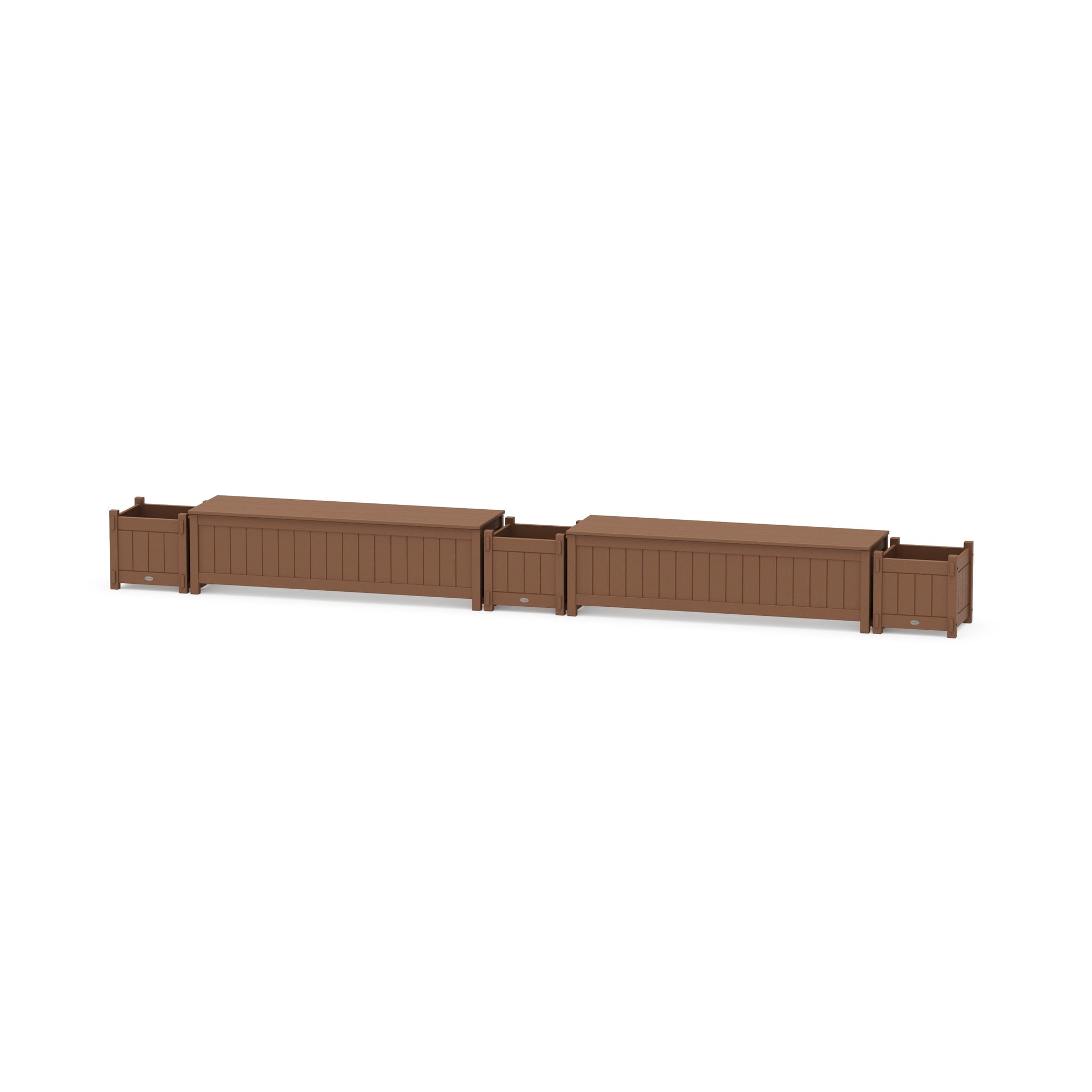 60" Vineyard Straight Double Planter Storage Bench Set