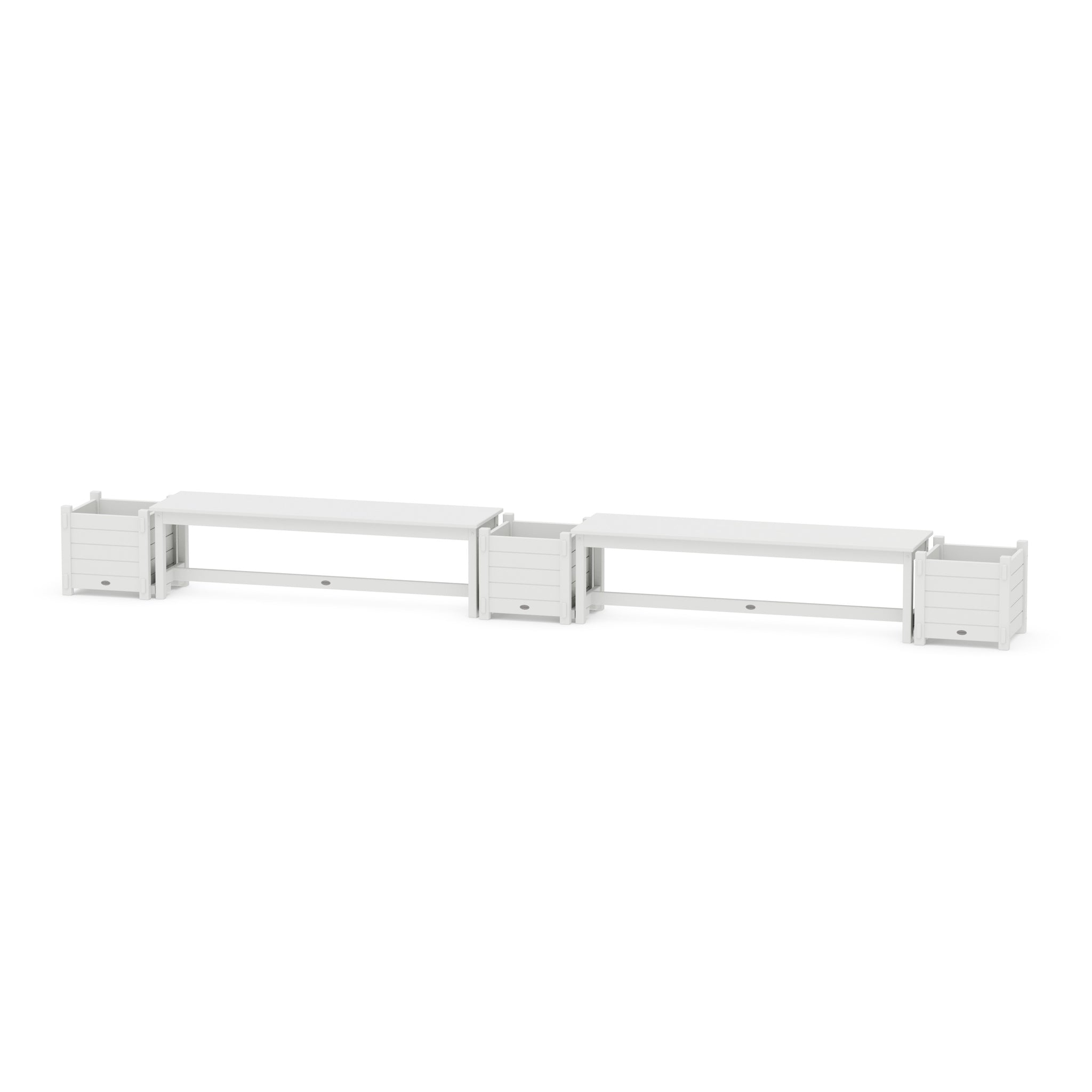 60" Nautical Straight Double Planter Bench Set