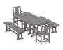 Prairie 5-Piece Dining Set with Benches
