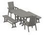 Modern Curveback Adirondack 5-Piece Dining Set with Benches