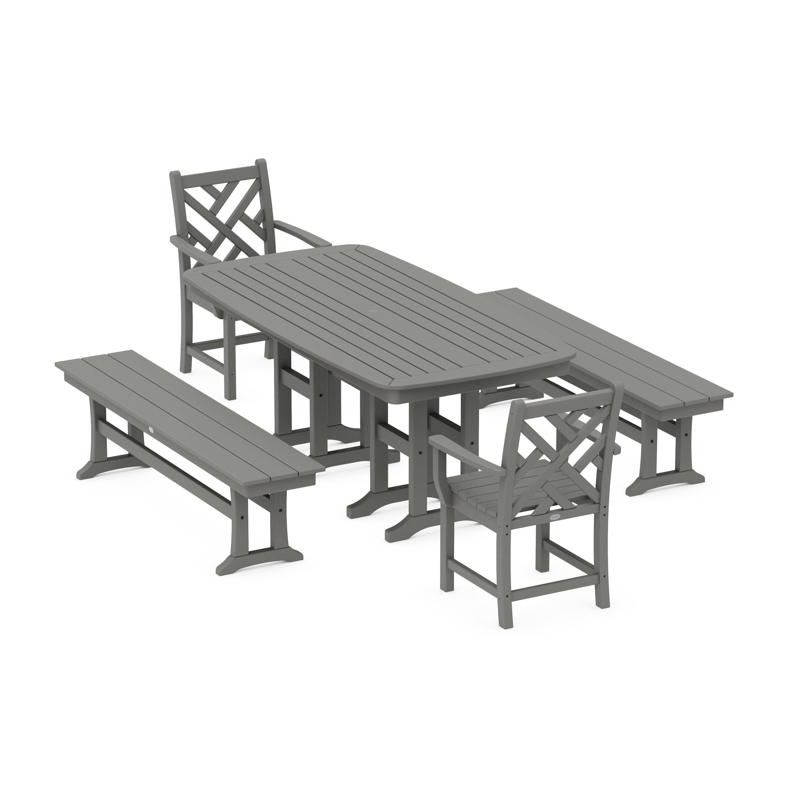Chippendale 5-Piece Dining Set with Benches