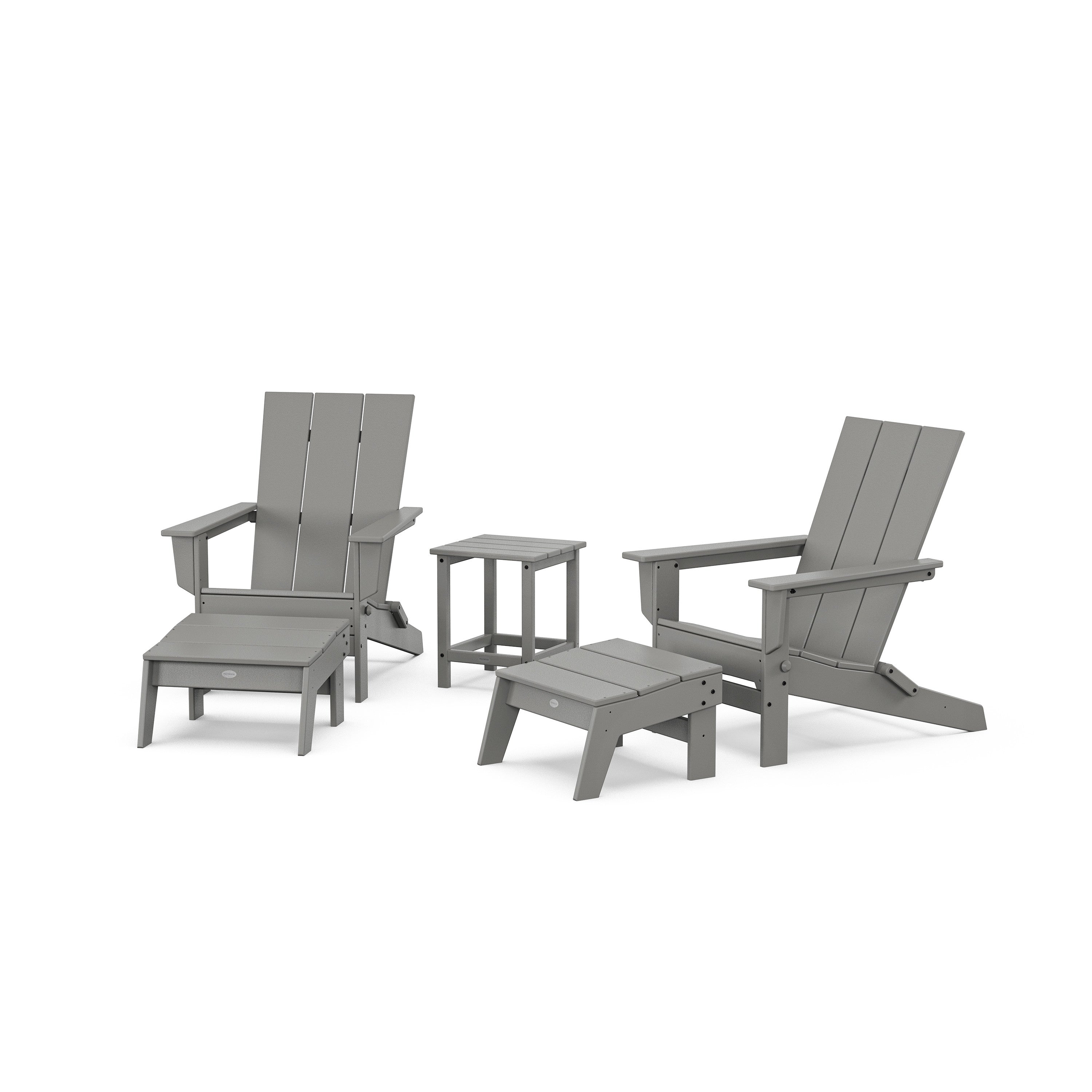 5-Piece Modern Studio Folding Adirondack Set with Ottomans and Side Table