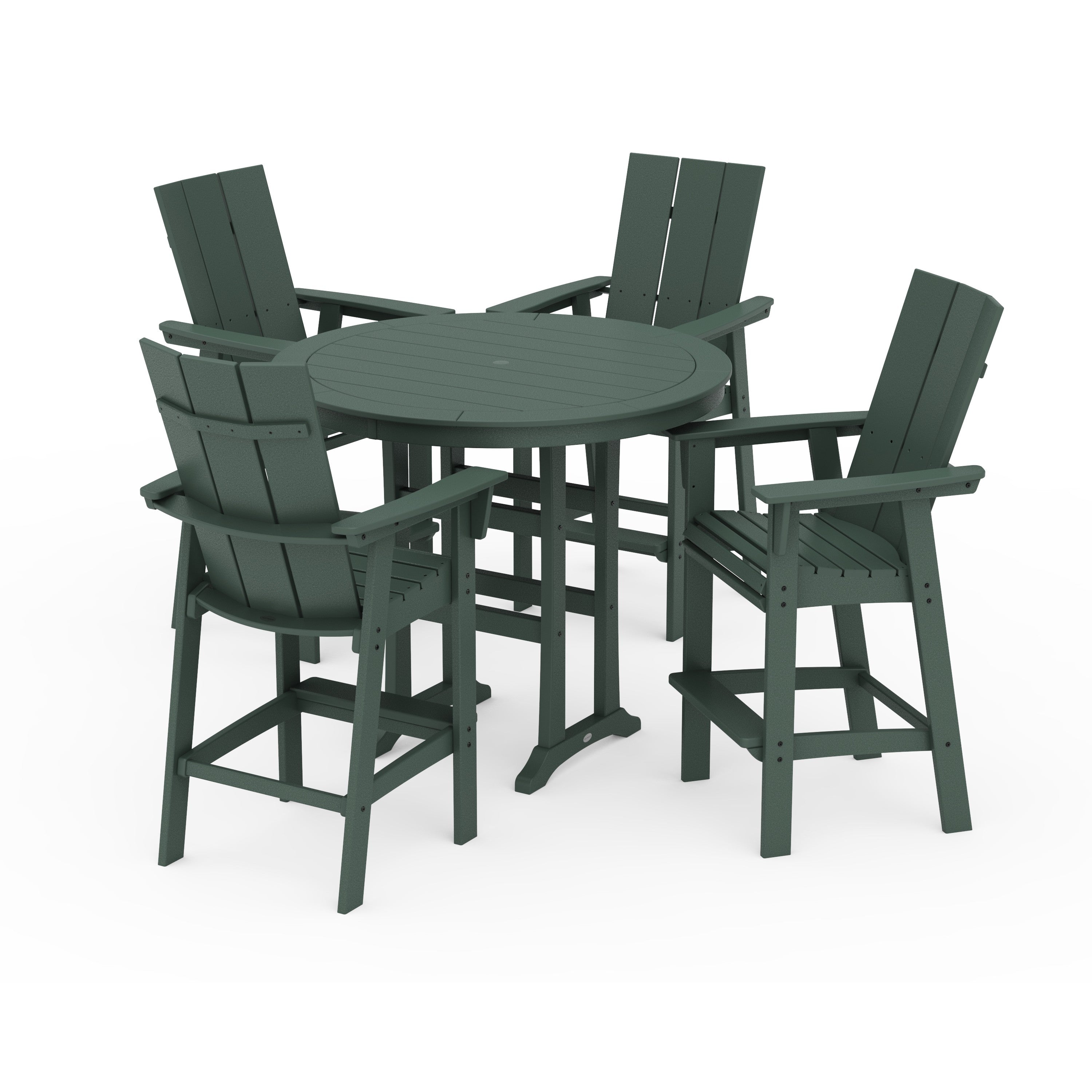 Modern Curveback Adirondack 5-Piece Nautical Trestle Bar Set