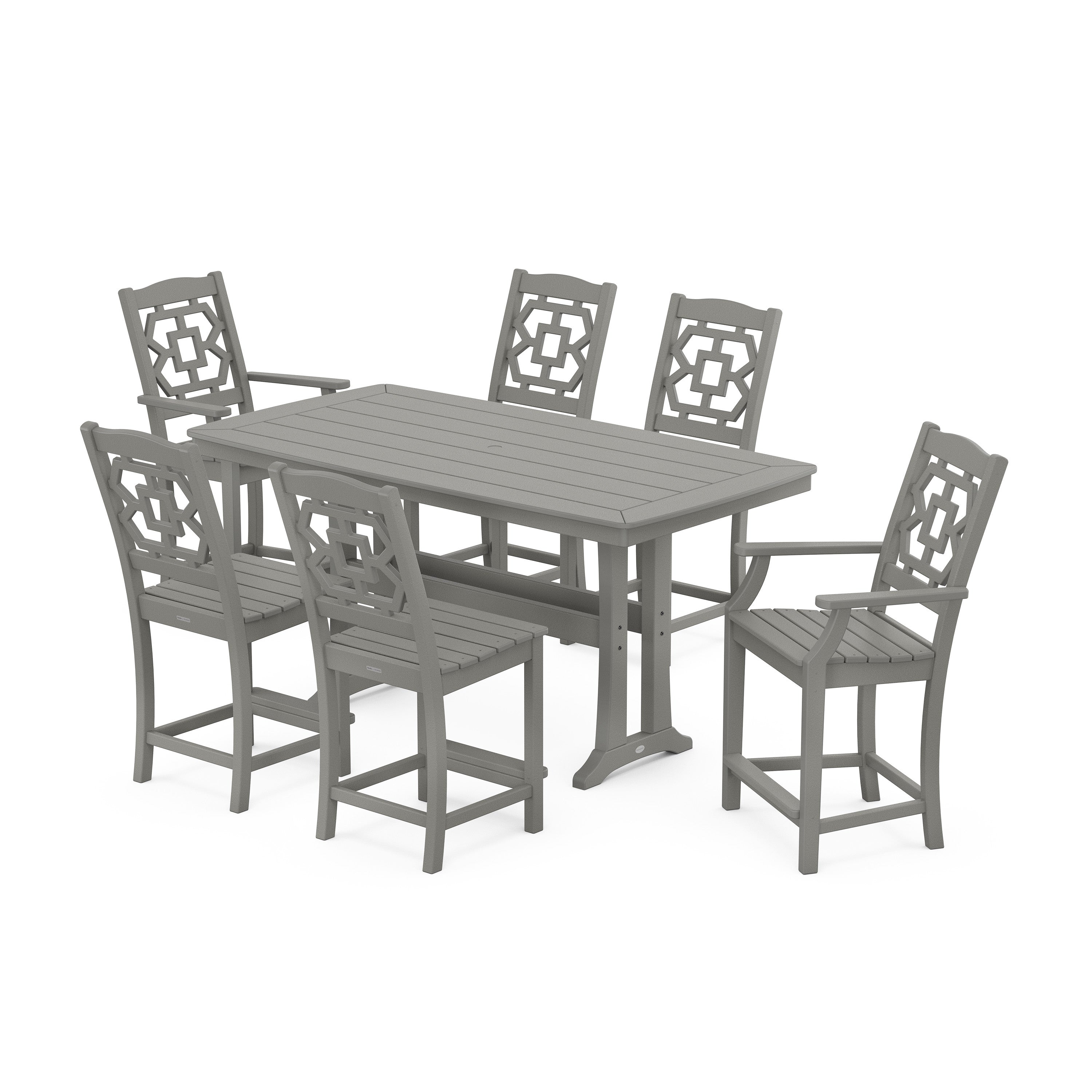 Chinoiserie 7-Piece Counter Set with Trestle Legs