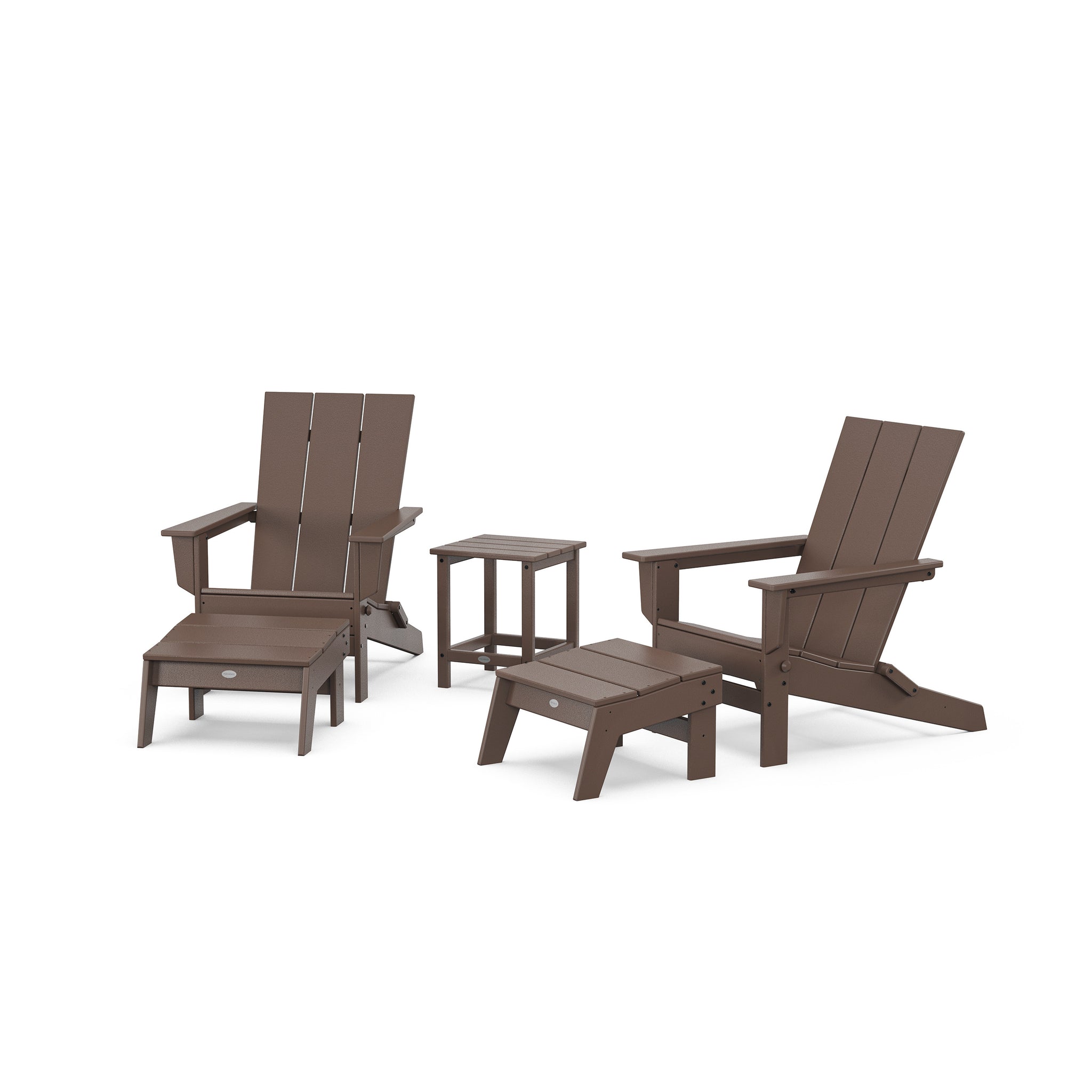 5-Piece Modern Studio Folding Adirondack Set with Ottomans and Side Table