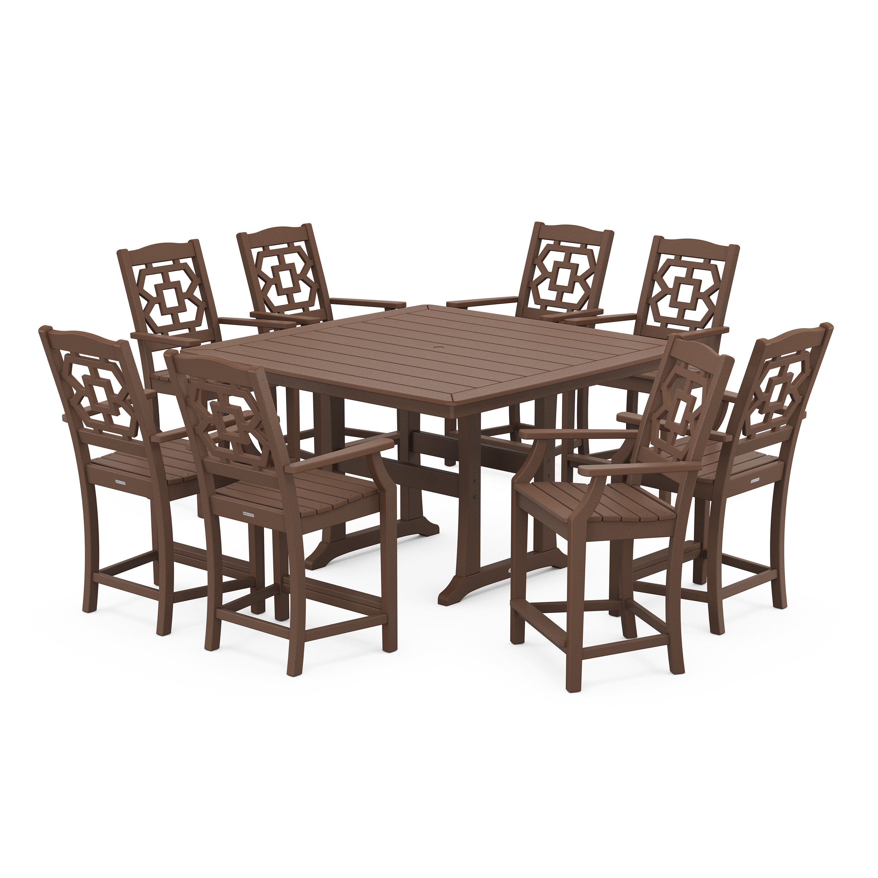 Chinoiserie 9-Piece Square Counter Set with Trestle Legs