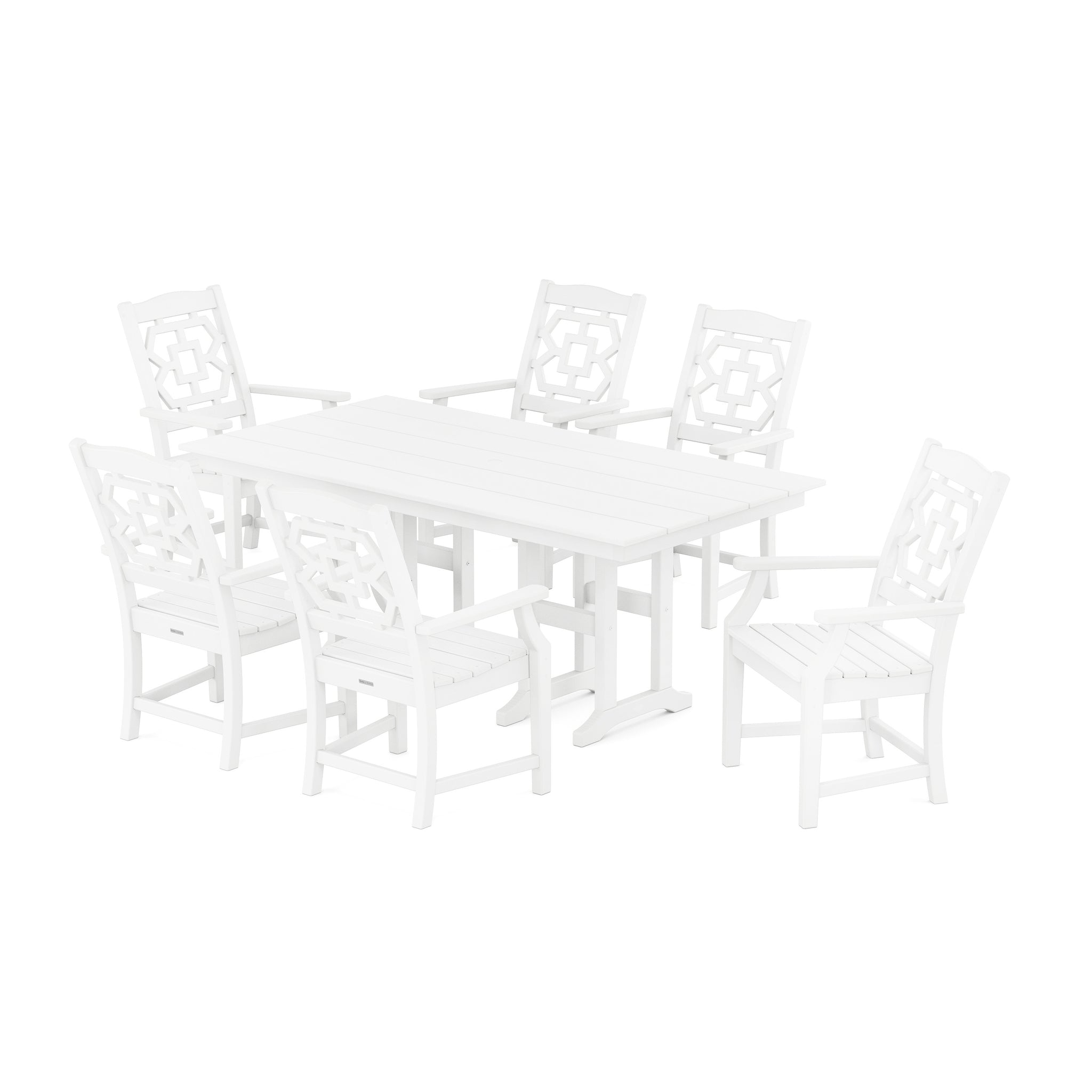 Chinoiserie Arm Chair 7-Piece Farmhouse Dining Set